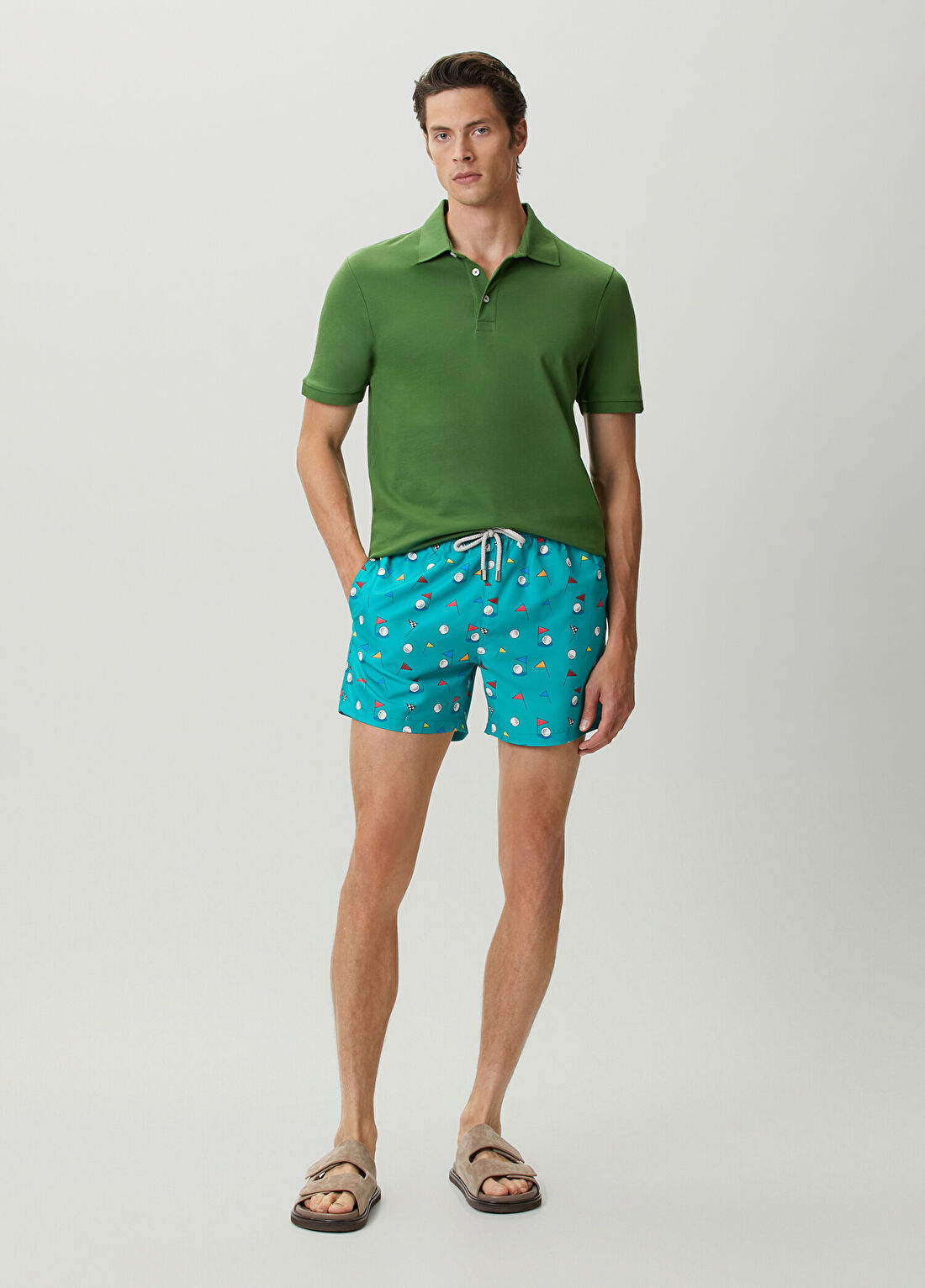 Hawksbill Golf Açık Yeşil Desenli Mayo
