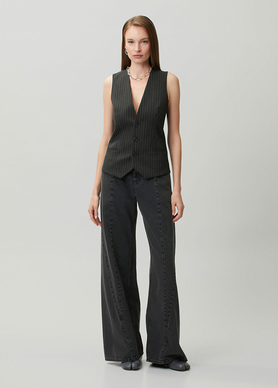 Maison Margiela Siyah Wide Leg Jean Pantolon