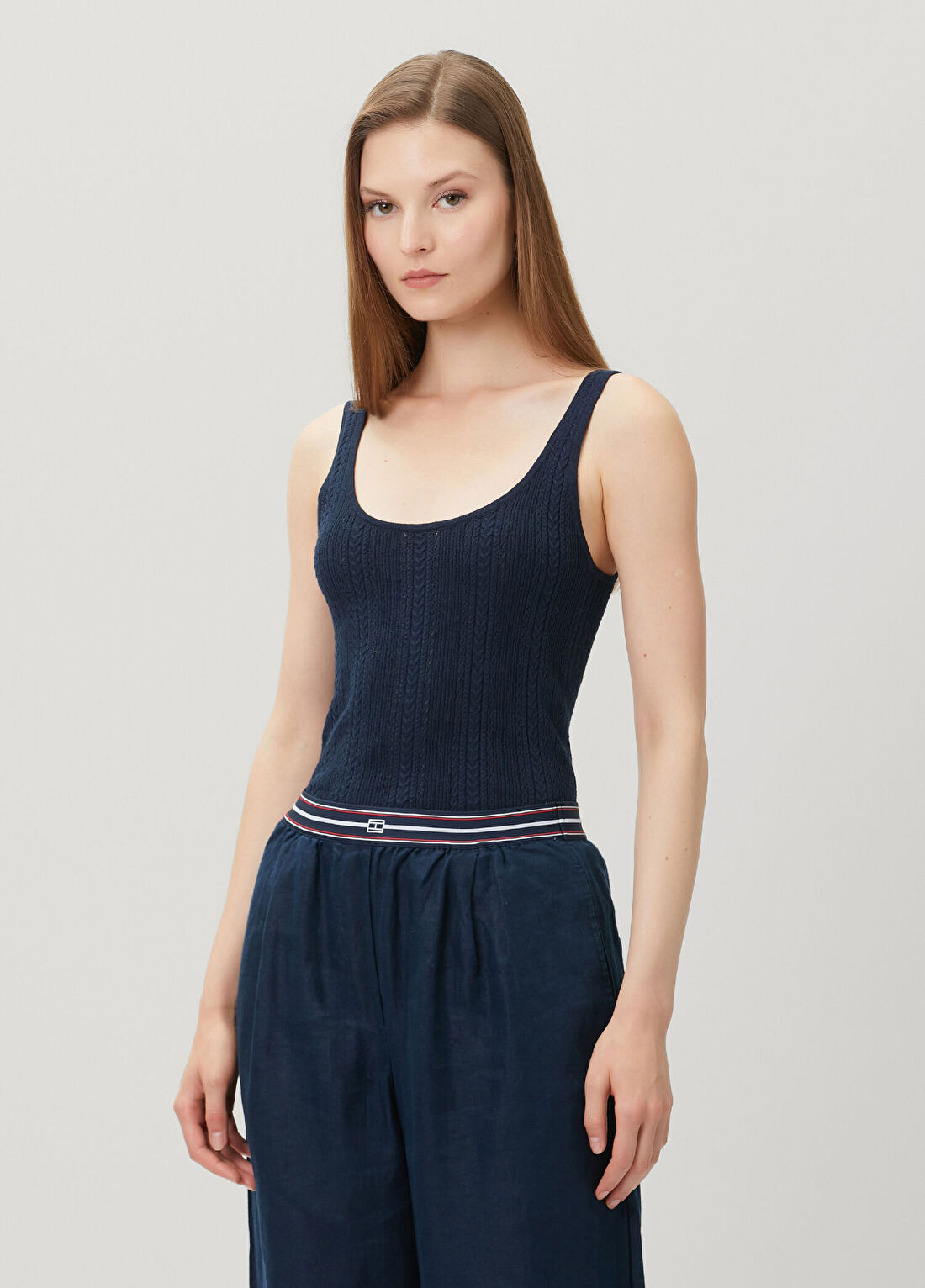 Tommy Hilfiger Summer Lacivert Saç Örgü Triko Atlet