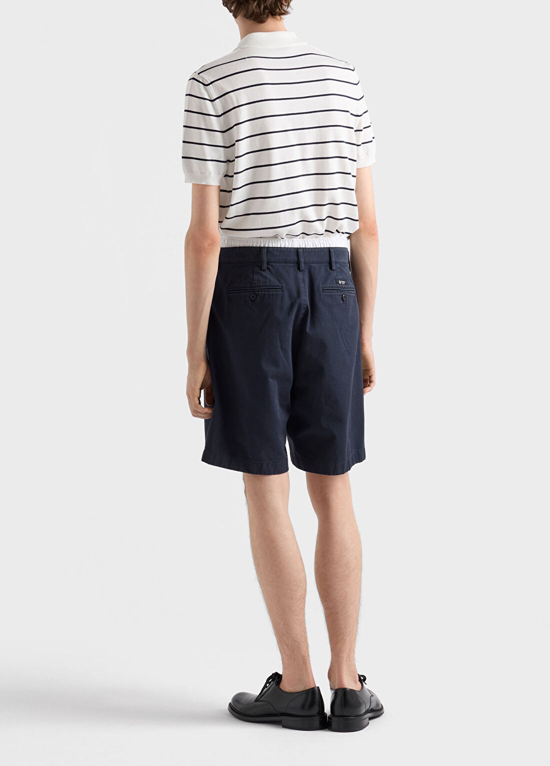 Prada Çizgili Beyaz Polo Yaka Kısa Kollu Erkek T-shirt görsel 3