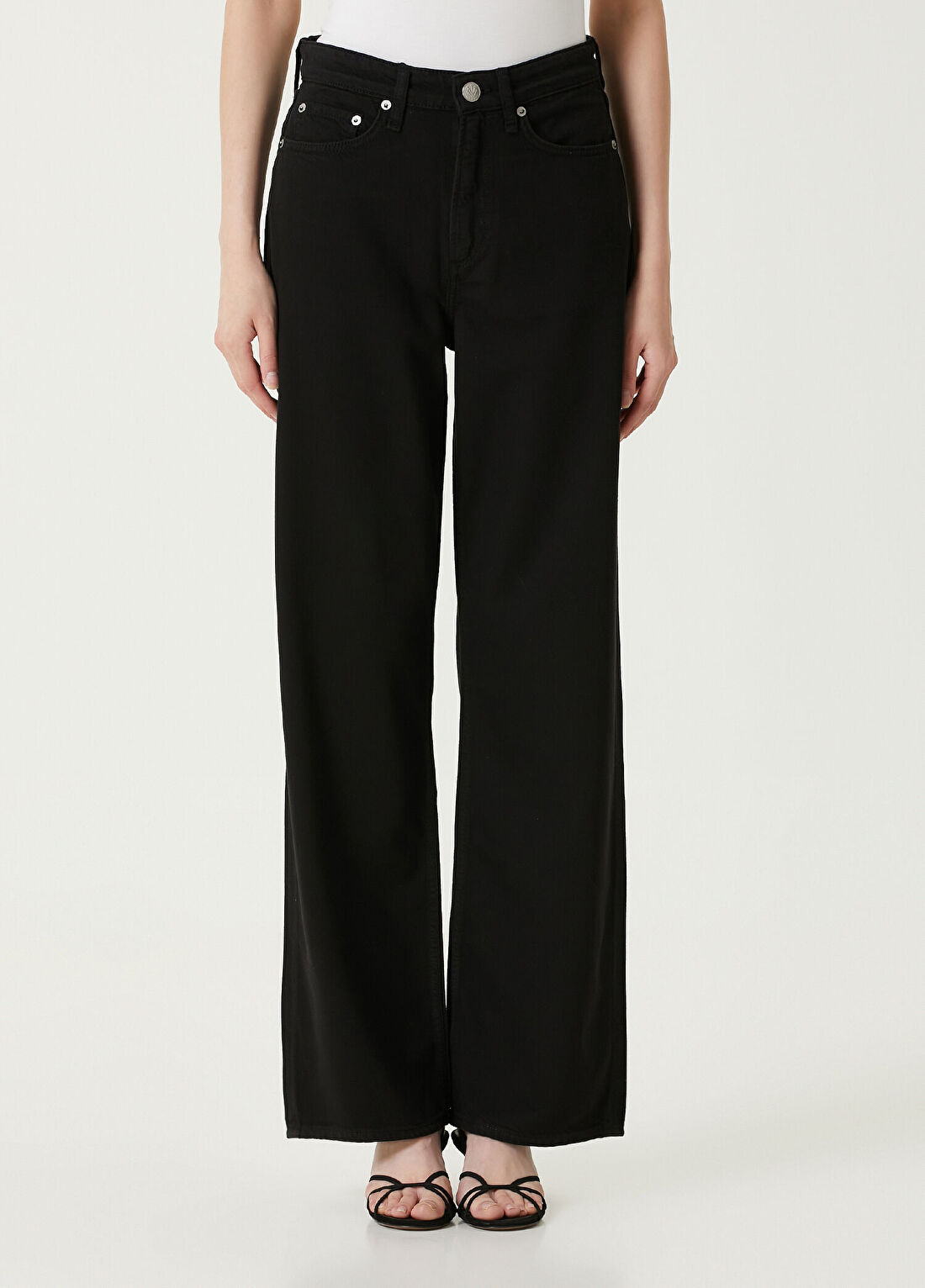 Rag&Bone Logan Siyah Wide Leg Jean Pantolon görsel 2