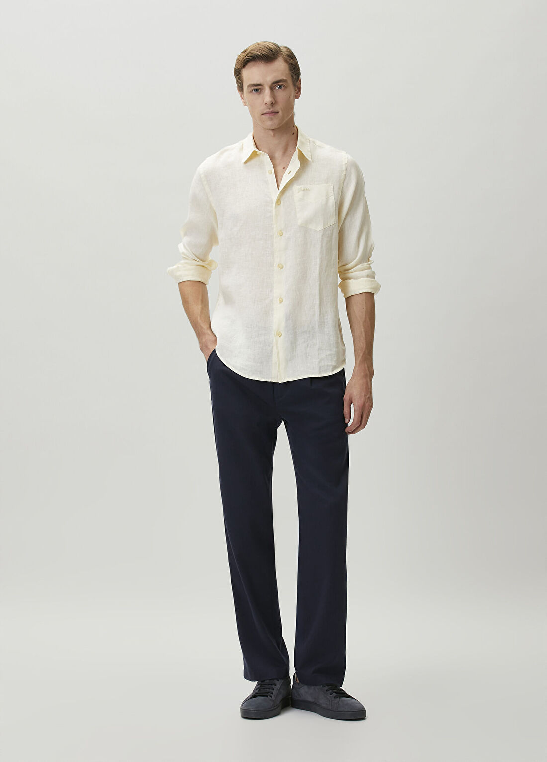 Guess Relaxed Fit Paolo Lacivert Beli Kordonlu Pantolon