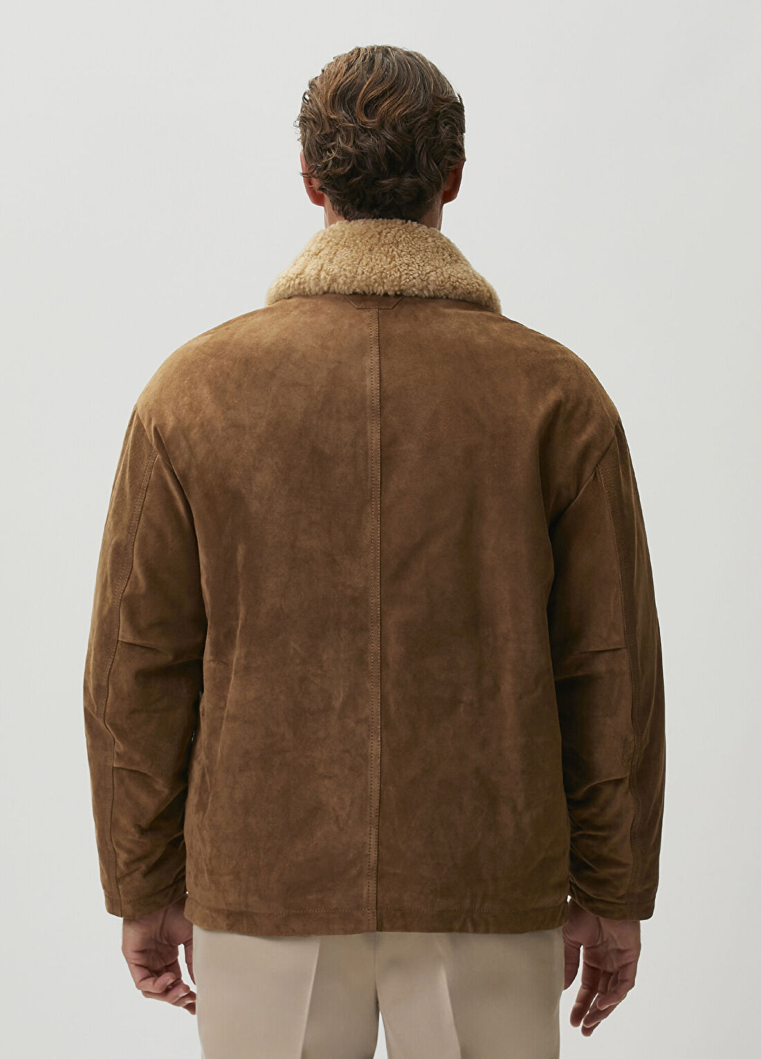 Salvatore Santoro Taba Shearling Yaka Süet Mont görsel 4