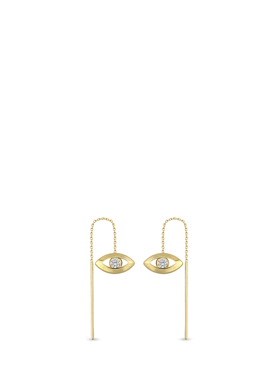 Orena Jewelry Pırlanta Taşlı Eye 14 Ayar Altın Kadın Küpe
