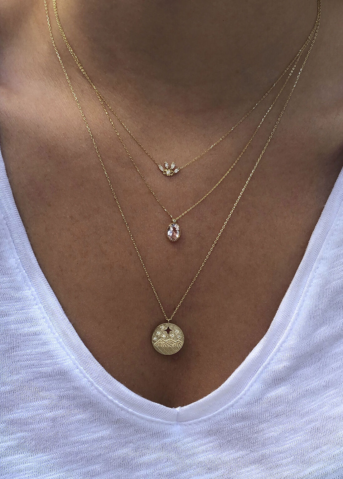 Ginza Design Jewelry Biggee Morganite Pırlanta Taşlı 14 Ayar Altın Kadın Kolye görsel 2