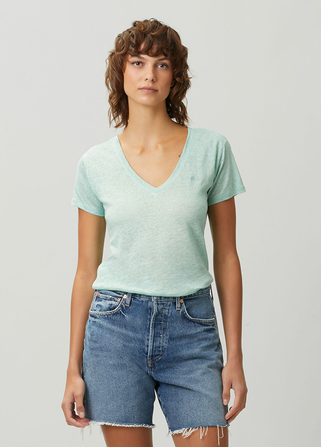MC2 (Saint Barth) Eloise Yeşil Keten T-shirt