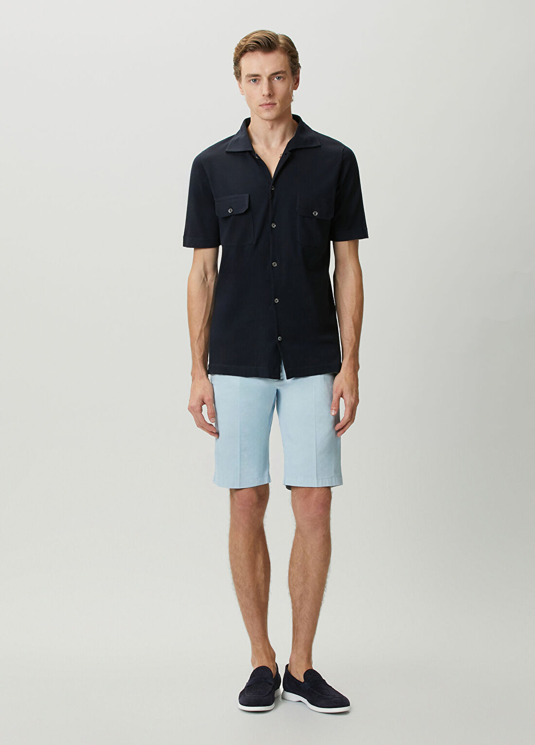 Kiton Mavi Beli Kordonlu Bermuda