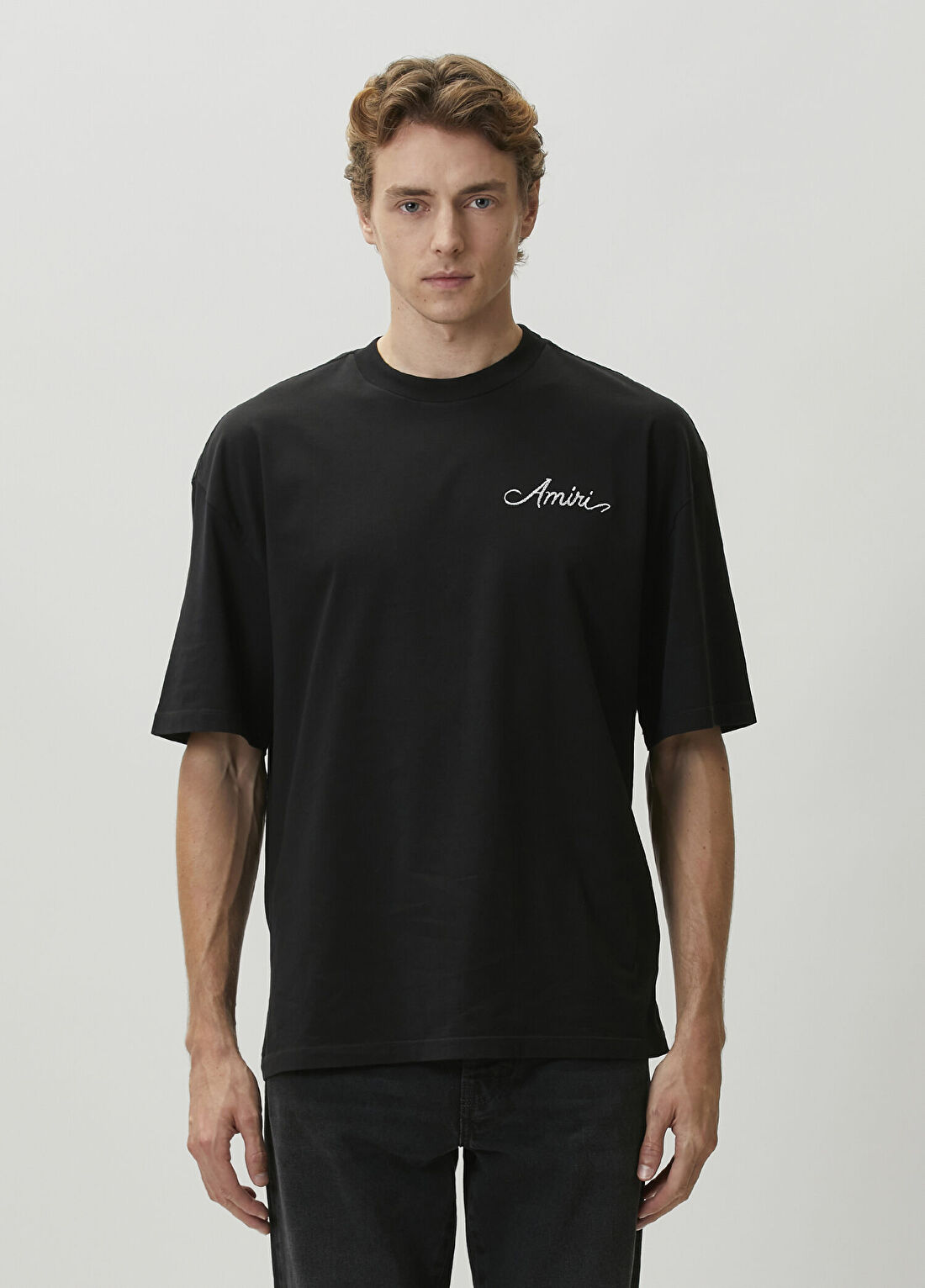 Amiri Siyah Dama Desenli Aplikeli Oversize T-shirt