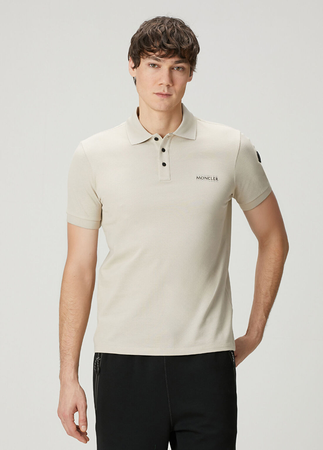 Moncler Bej Polo Yaka T-shirt