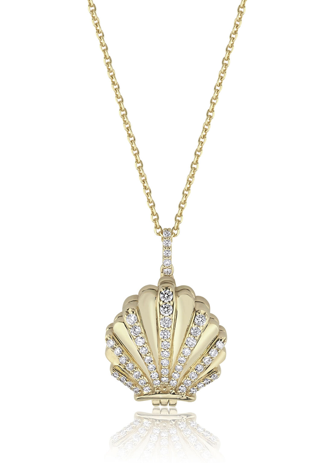 Melie Jewelry Shell Diamond 14 Ayar Altın Kadın Kolye