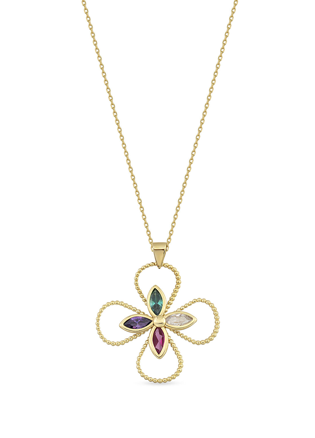 Orena Jewelry Rainbow Flower 14 Ayar Altın Kadın Kolye