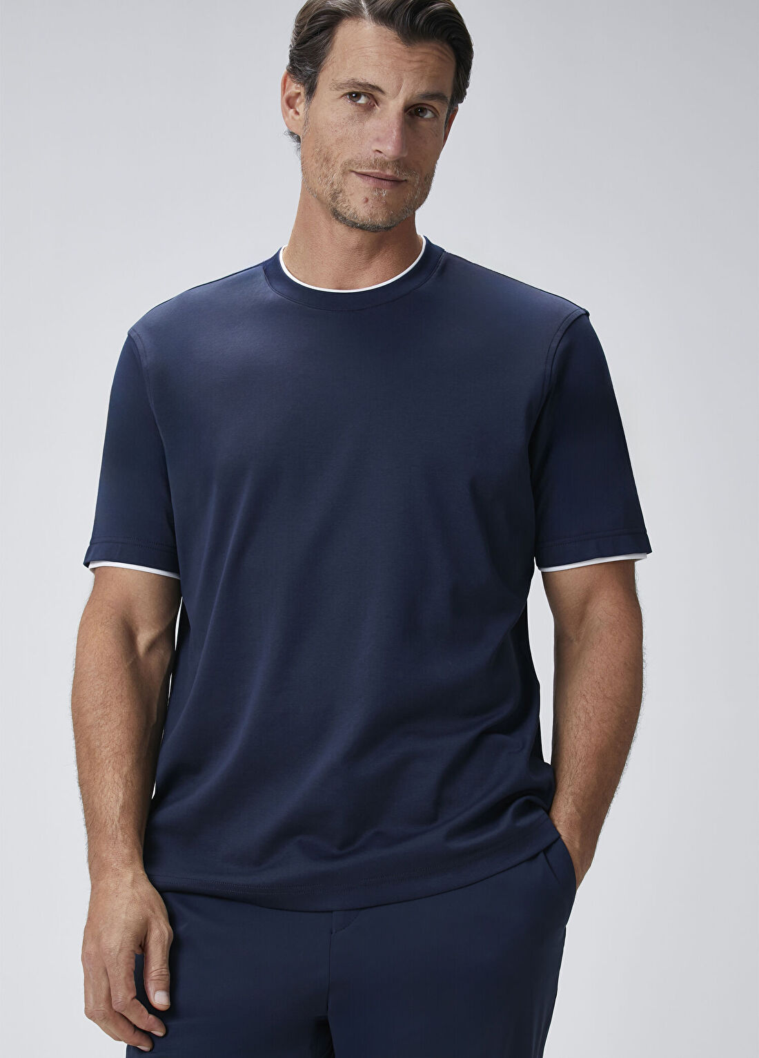 Beymen Collection Lacivert Biye Detaylı T-shirt