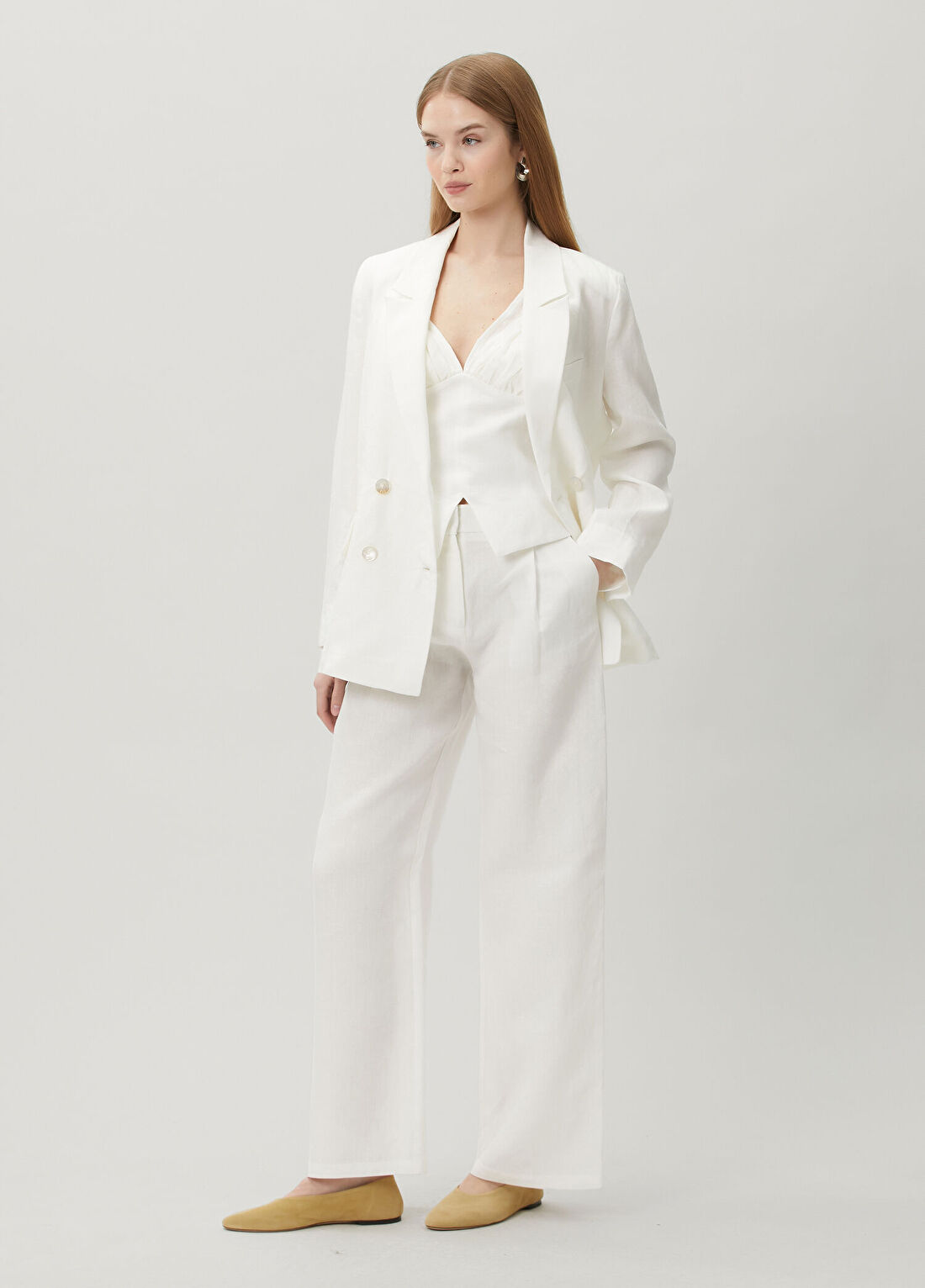 Dor Raw Luxury Afterimage Ekru Keten Bluz görsel 2