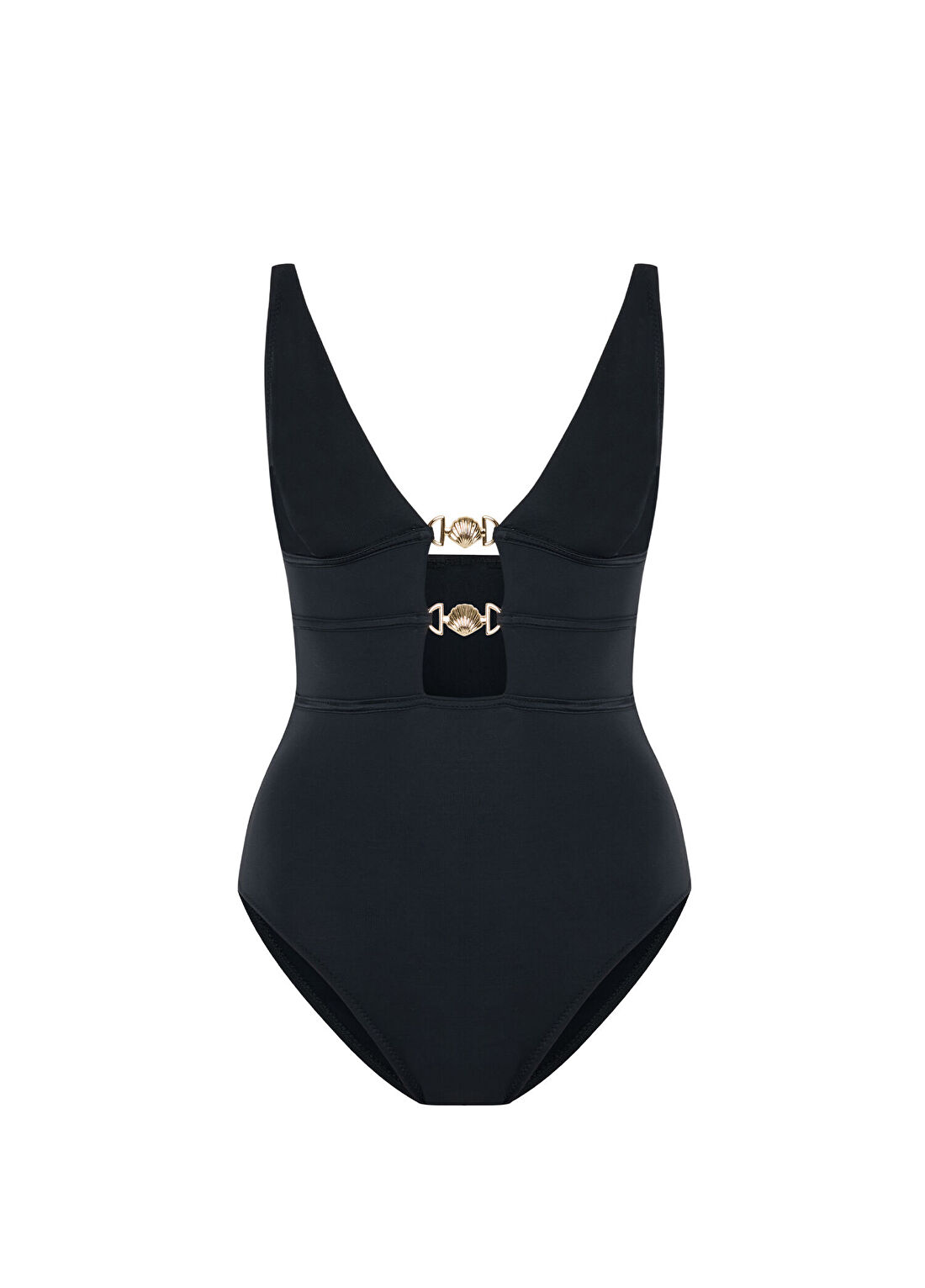 Bia Swimwear Thalena Black V Yaka Pencereli Kadın Mayo
