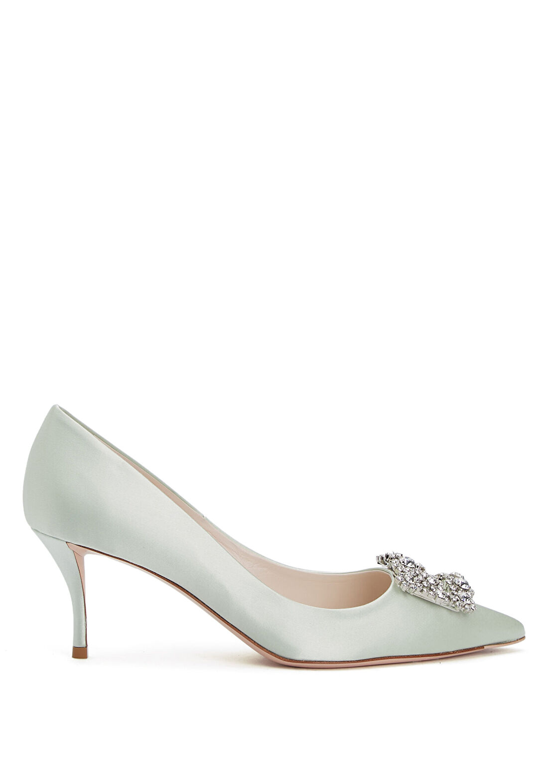 Roger Vivier Efflorescence Yeşil Saten Topuklu Ayakkabı