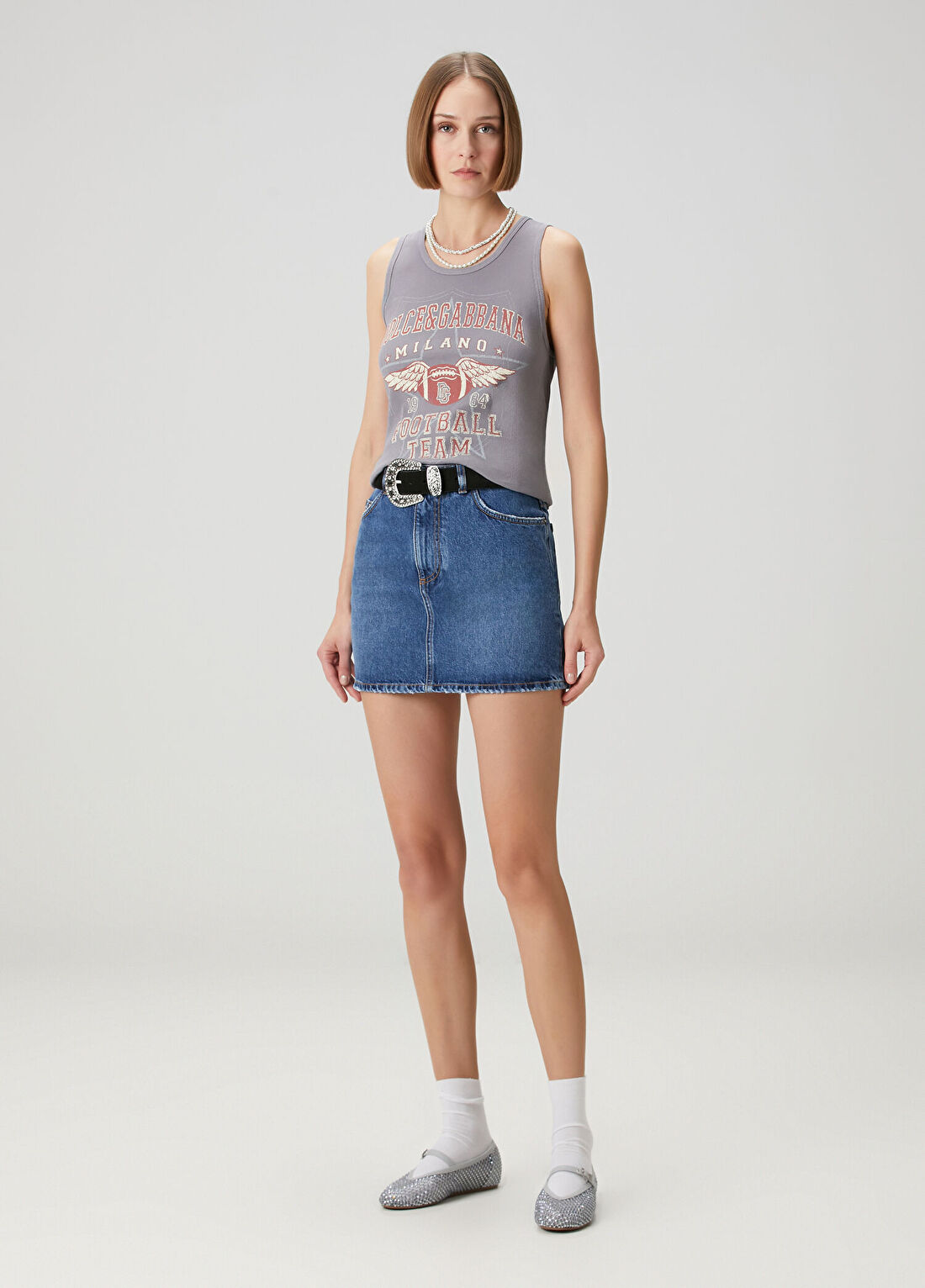 Dolce&Gabbana Mavi Mini Denim Etek