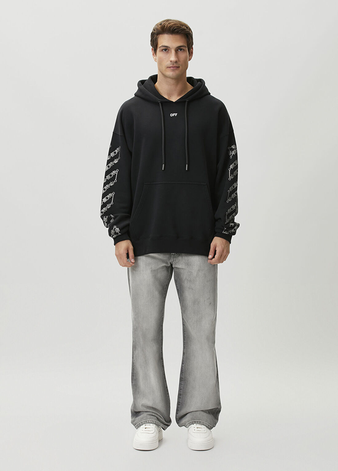 Off-White Slim Relax Fit Gri Jean Pantolon