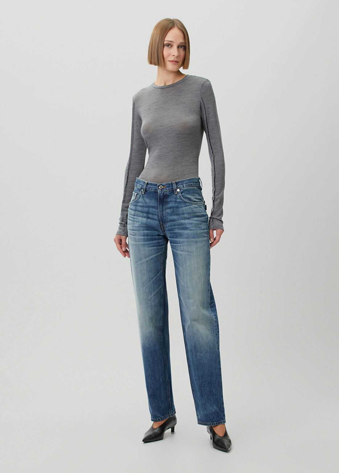 Haikure Mavi Straight Leg Jean Pantolon