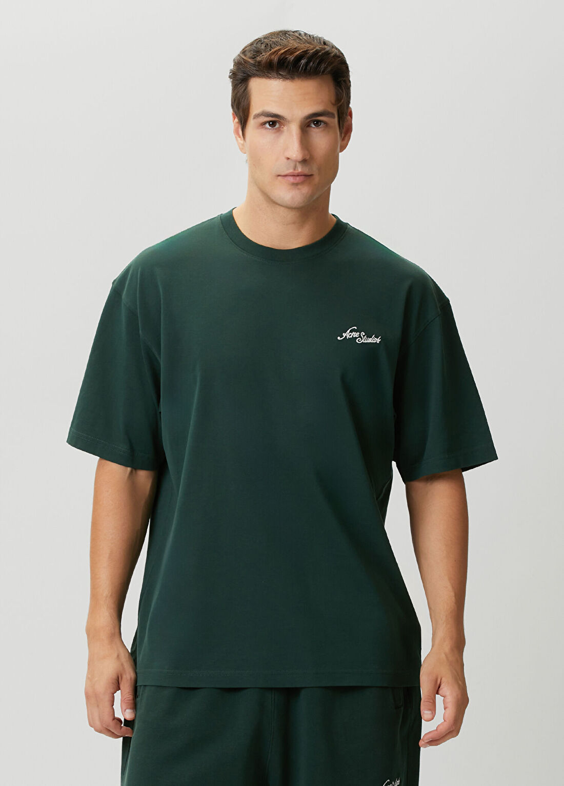 Acne Studios Yeşil Logo Nakışlı T-shirt