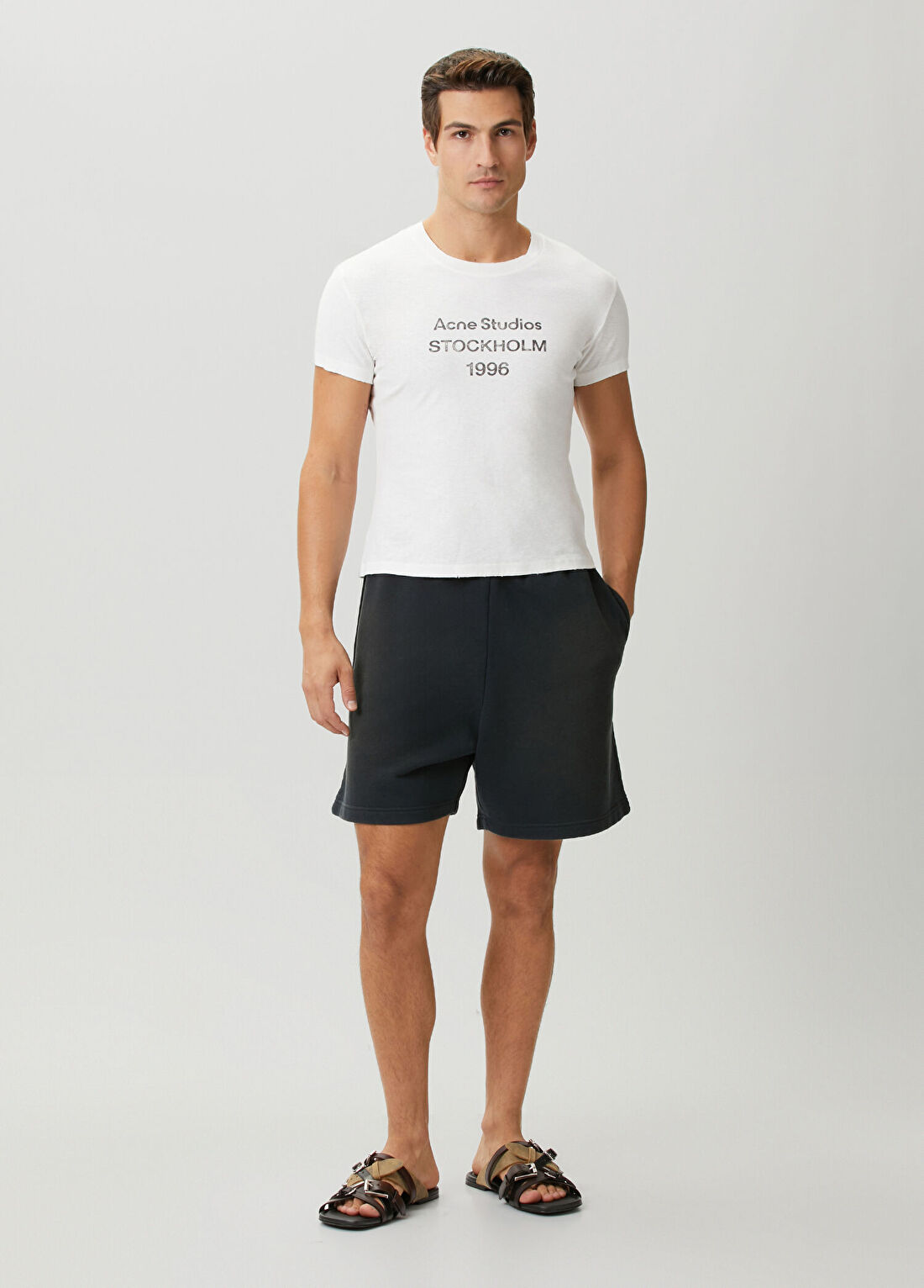 Acne Studios Siyah Logo Baskılı Bermuda