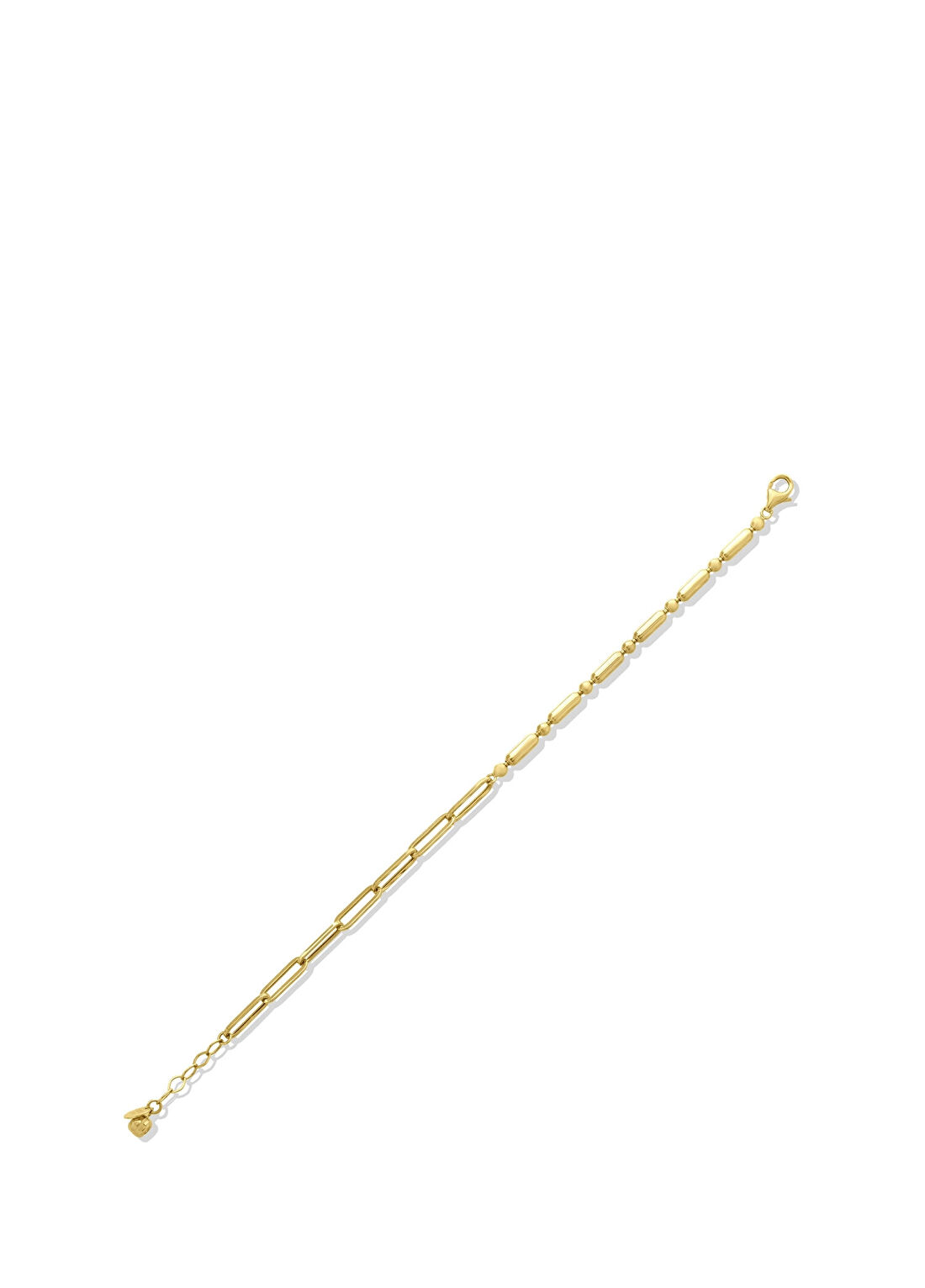 Safir Mücevher Ataç Çift Zincir 14 Ayar Altın Unisex Bileklik