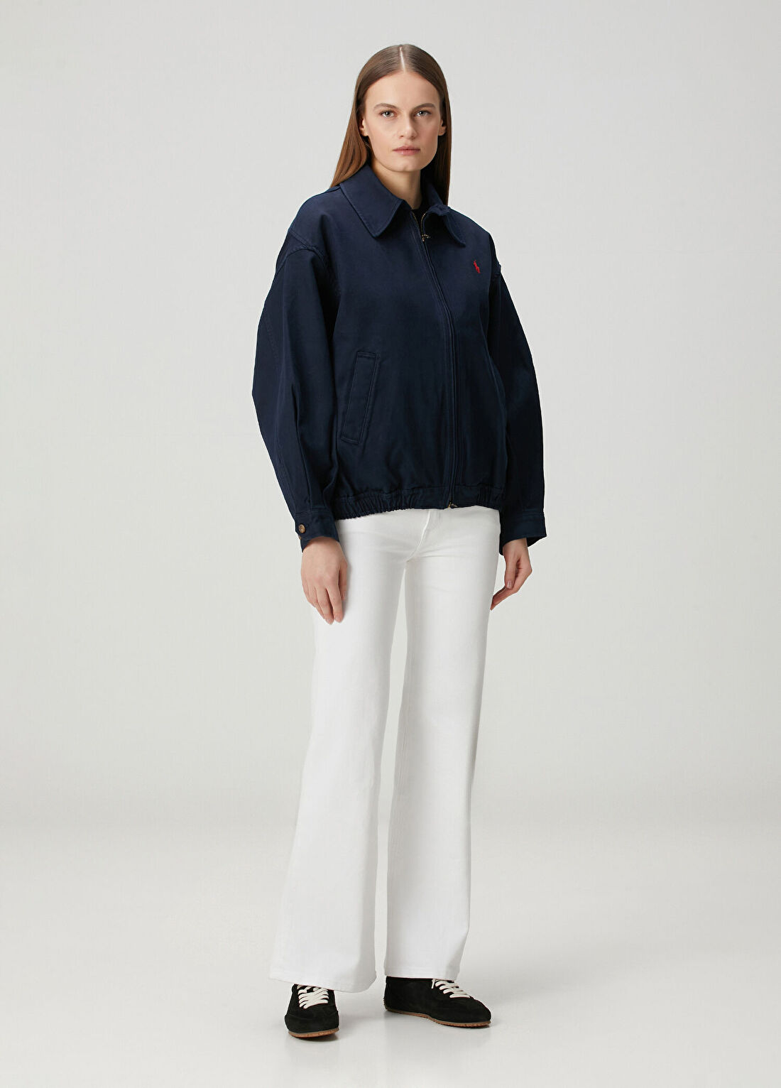 Polo Ralph Lauren Lacivert Logo Nakışlı Bomber Ceket görsel 2