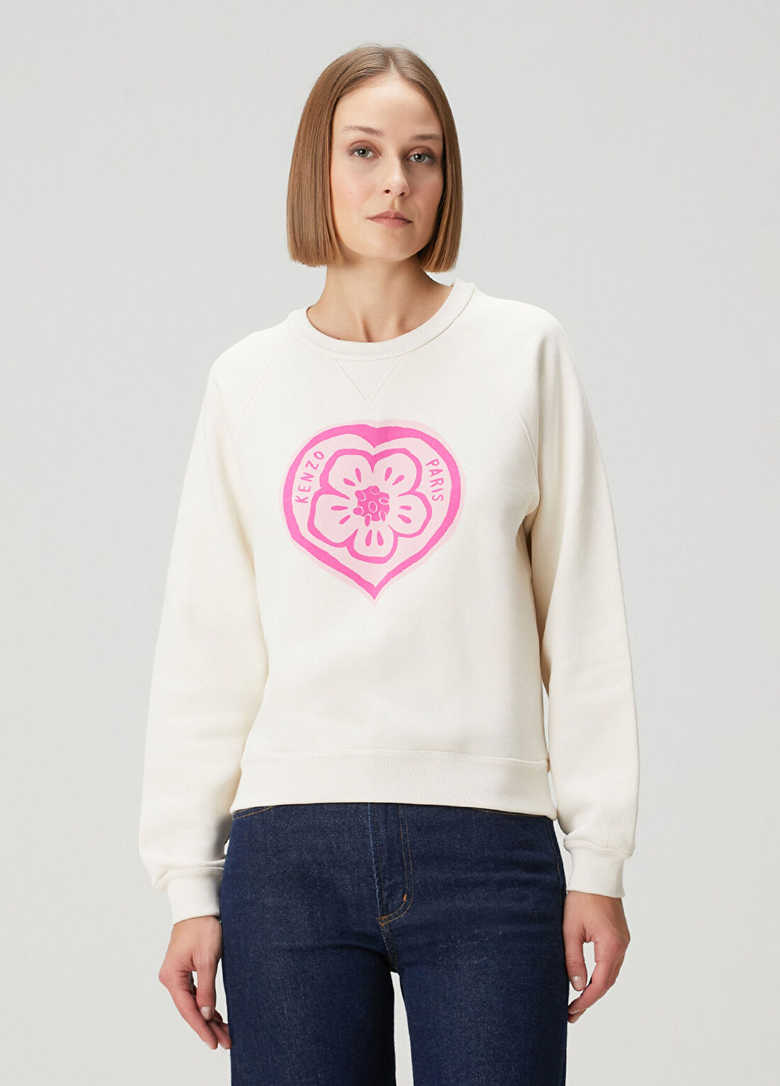 Kenzo Boke Heart Ekru Sweatshirt görsel 3