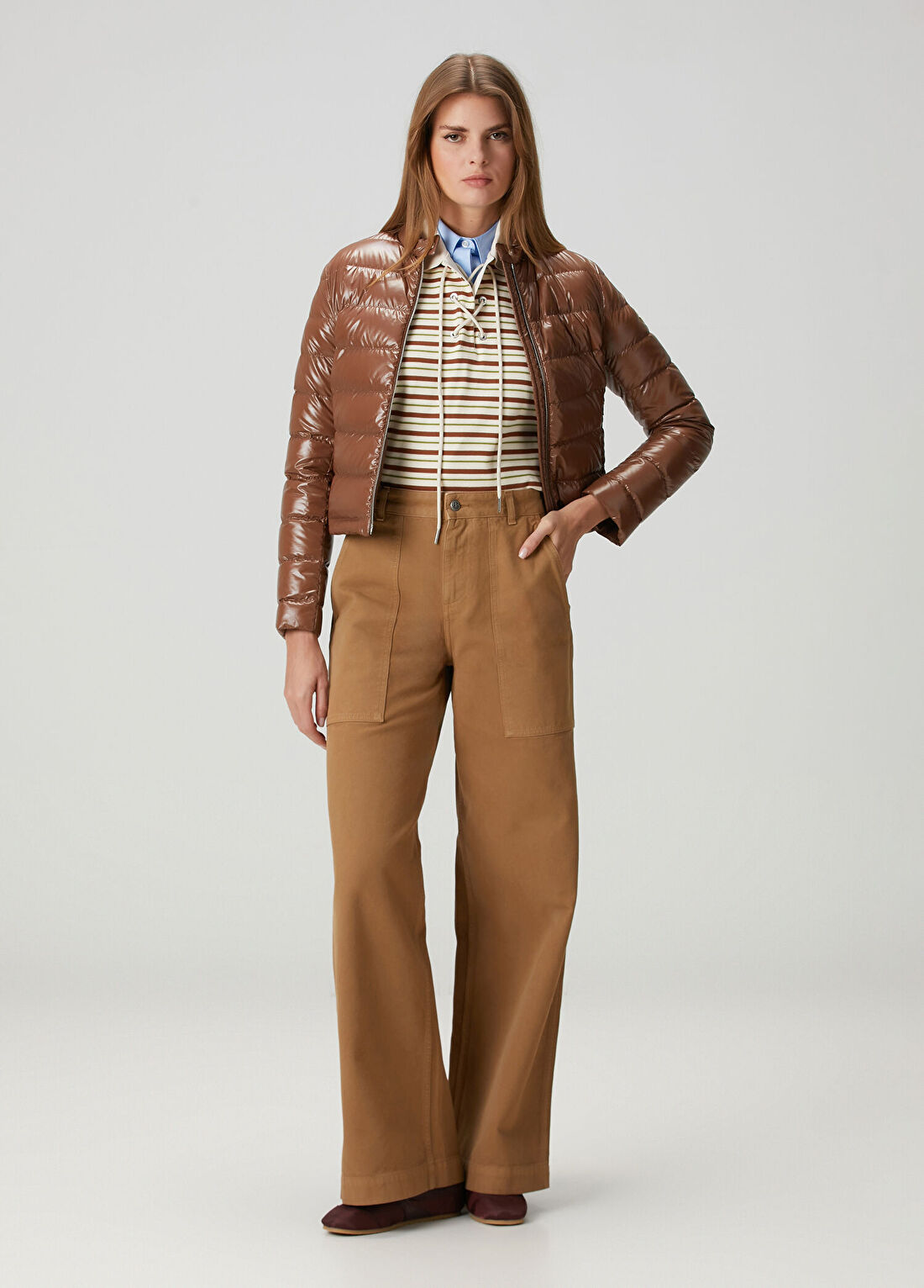 Moncler Kahverengi Wide Leg Pantolon