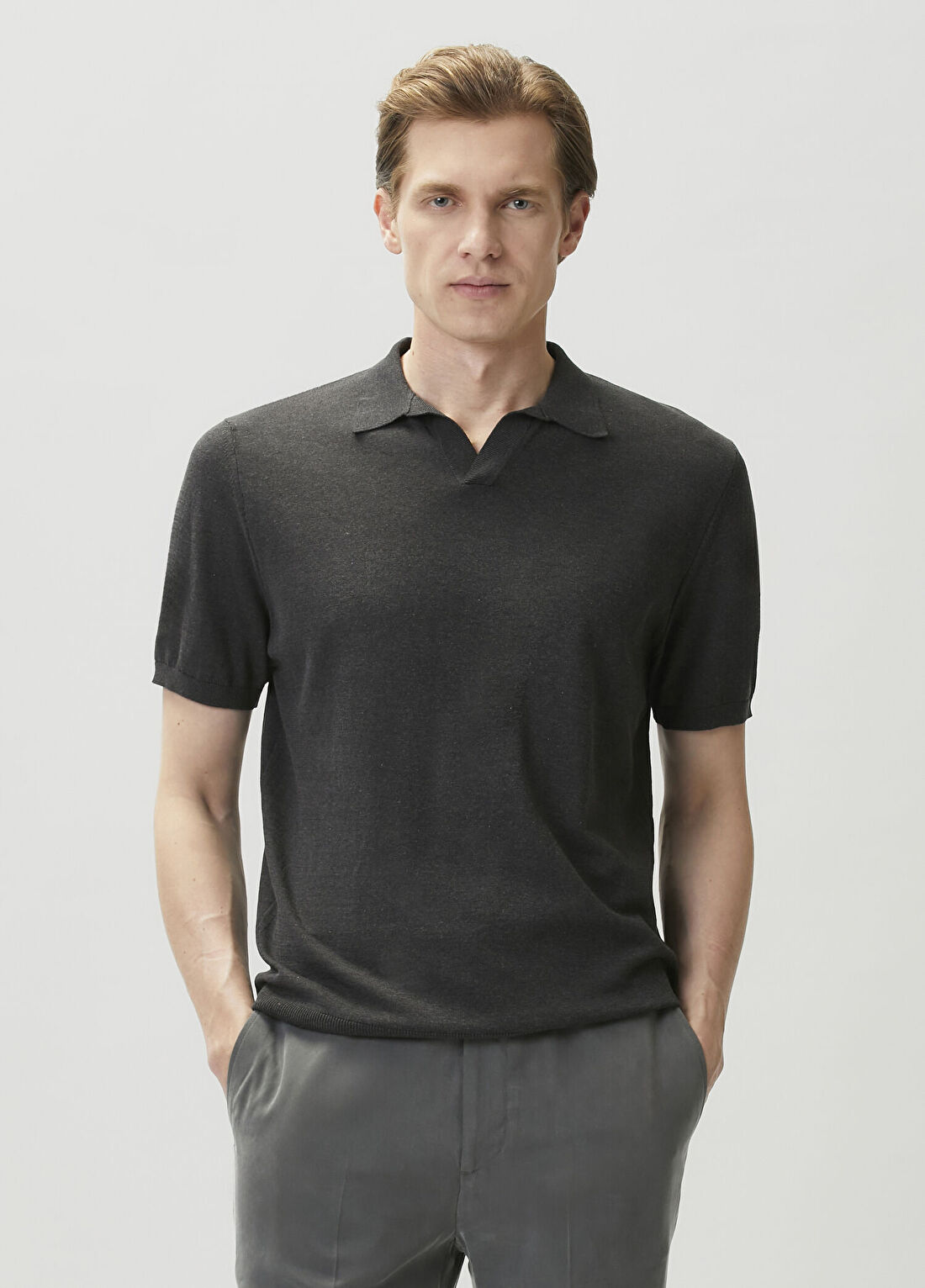 Rubinacci Positano Koyu Gri Polo T-shirt