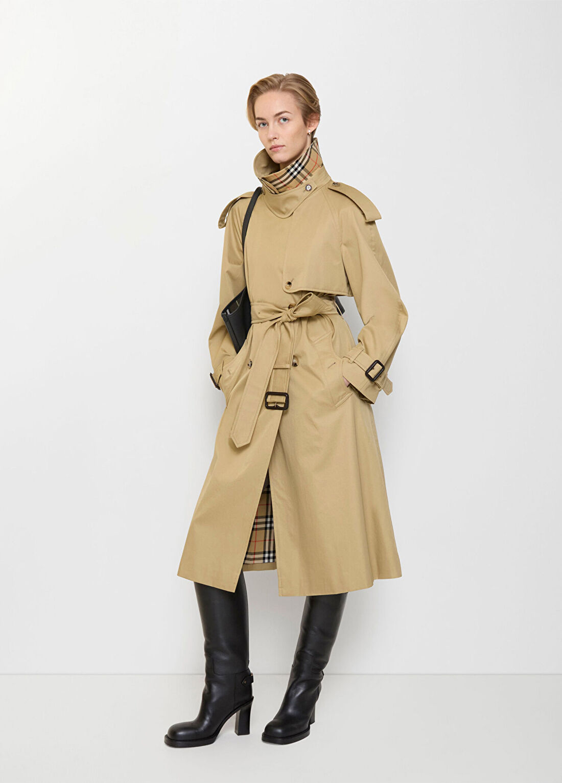 Burberry Fitzrovia Long Bej Kadın Pardösü görsel 4