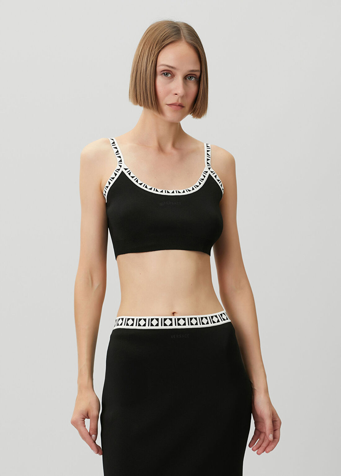 Versace Siyah Crop Triko