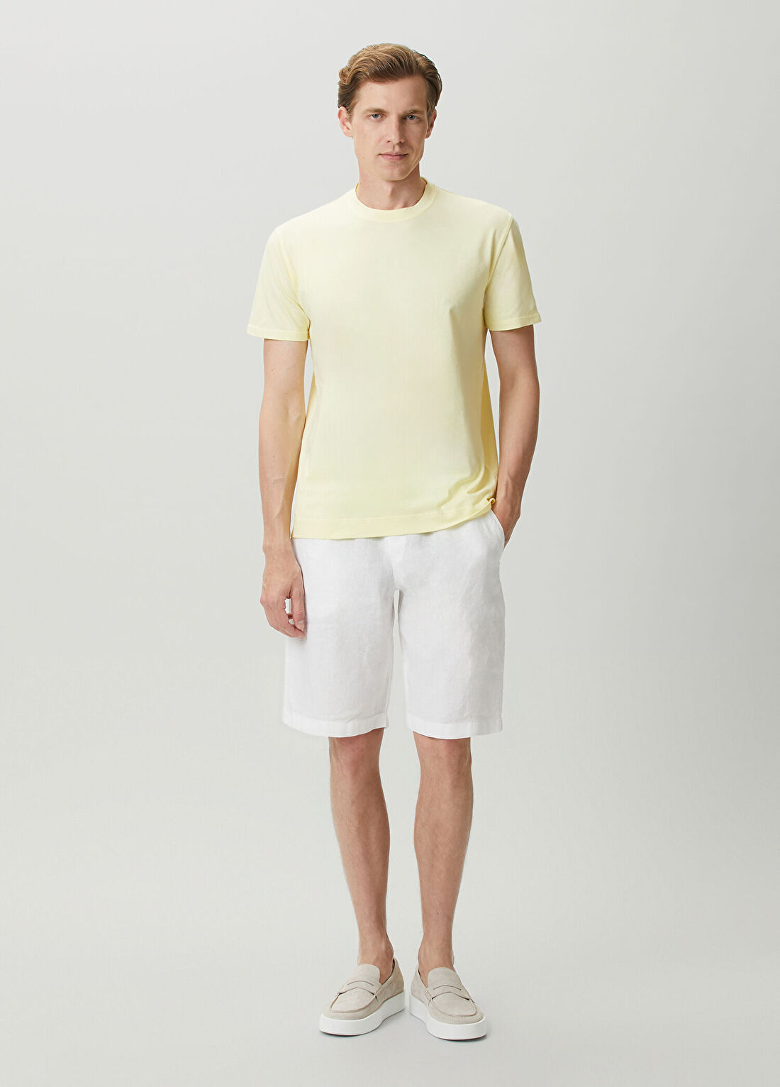 Fedeli Sarı Basic T-shirt görsel 2