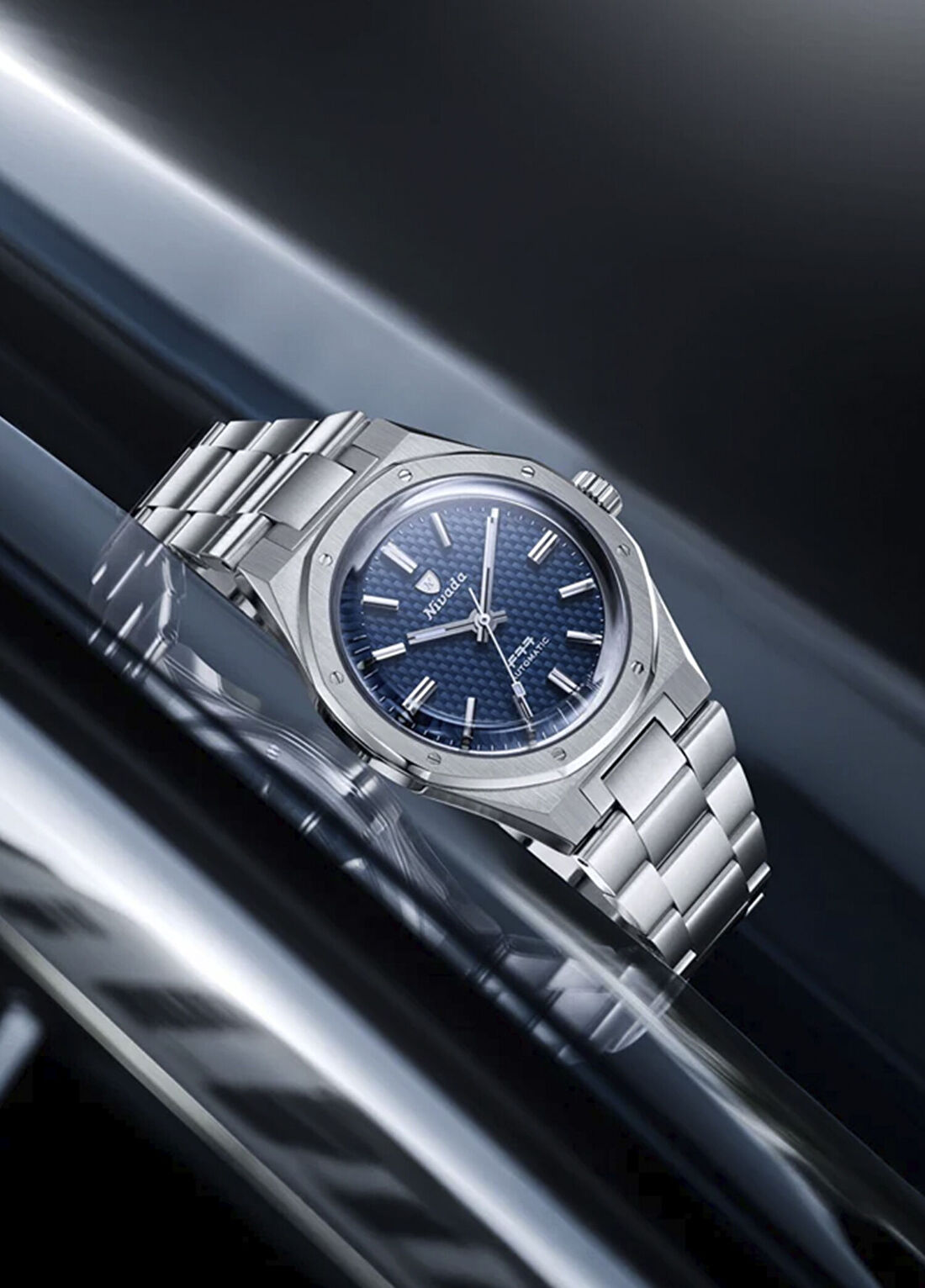 Nivada Grenchen F77 Blue MK2 69013A77 Metalik Gri Çelik Erkek Kol Saati görsel 4