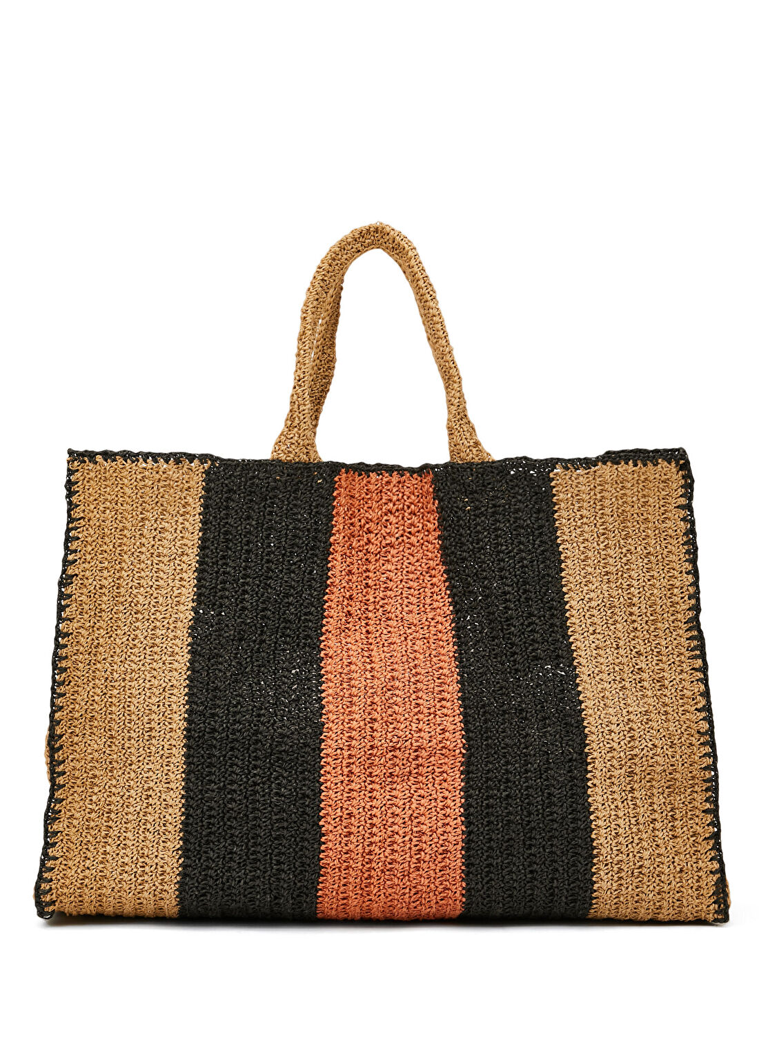 Amour et Naturel Colorblocked Çizgili Büyük Boy Kadın Plaj Çantası görsel 3