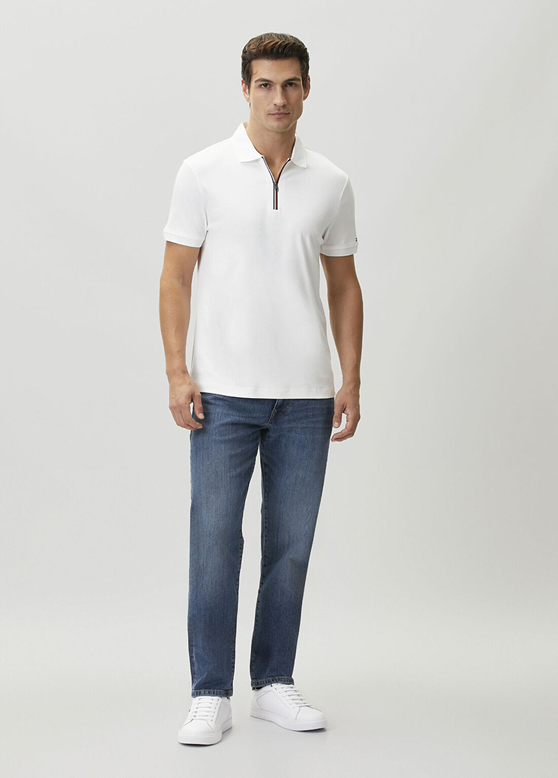 Tommy Hilfiger Regular Fit Beyaz Polo Yaka T-shirt görsel 2