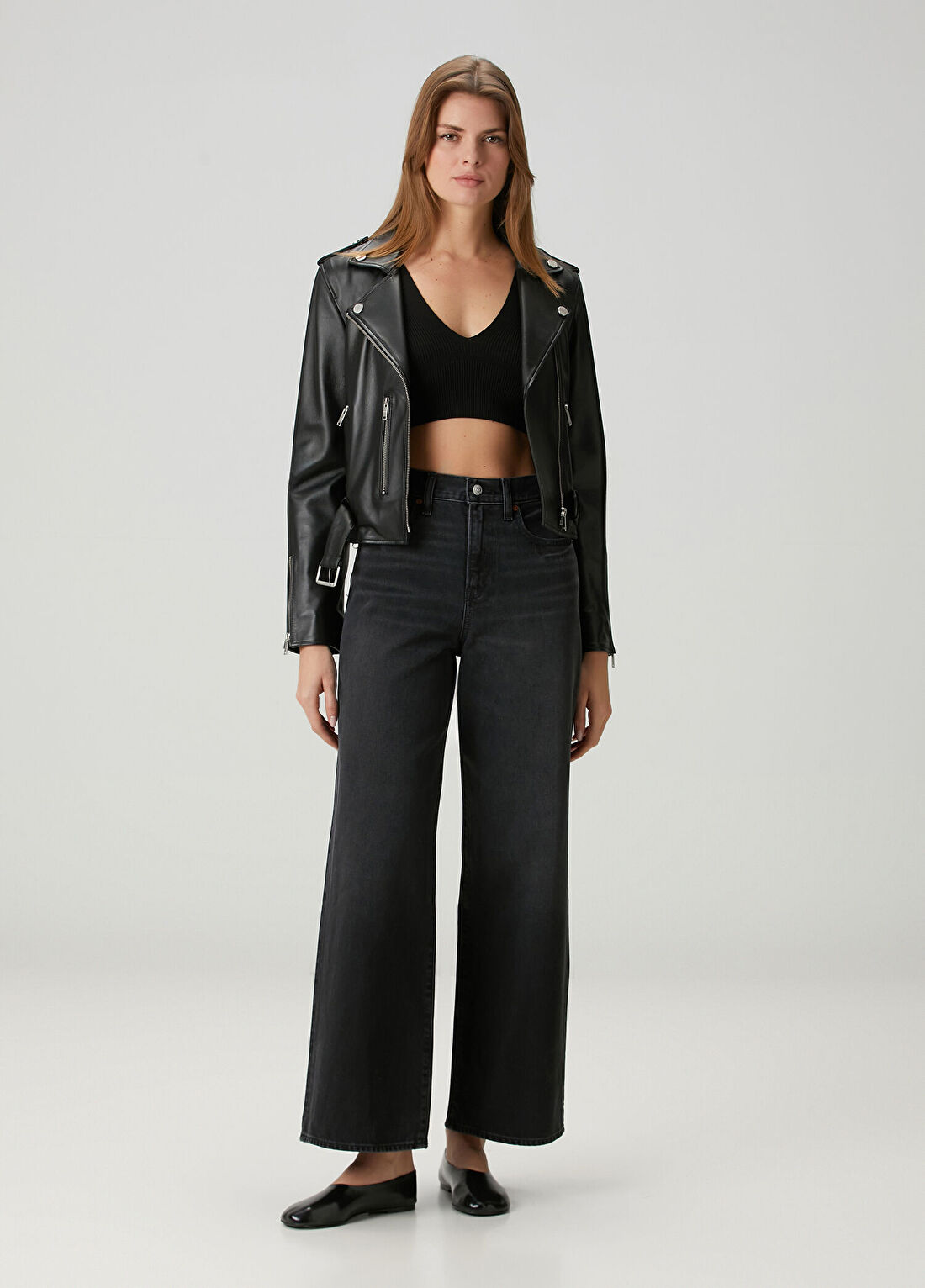 CK Jeans Siyah Wide Leg Jean Pantolon