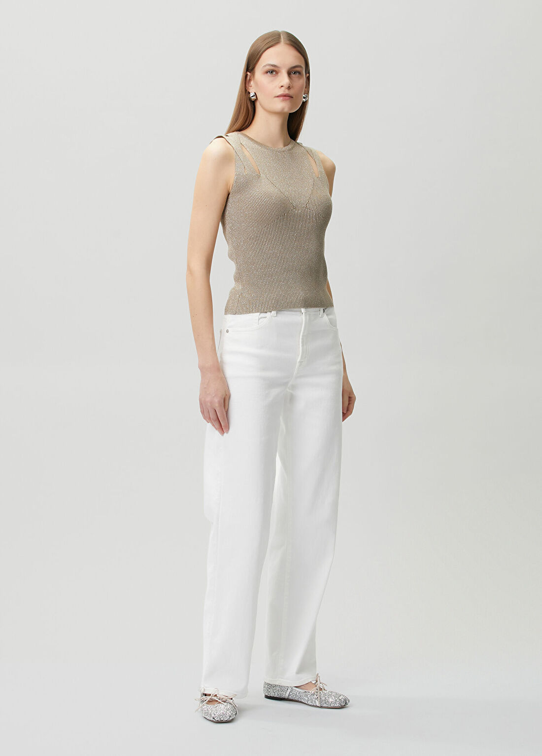 Join Us Bej Simli Cut Out Detaylı Bluz görsel 2
