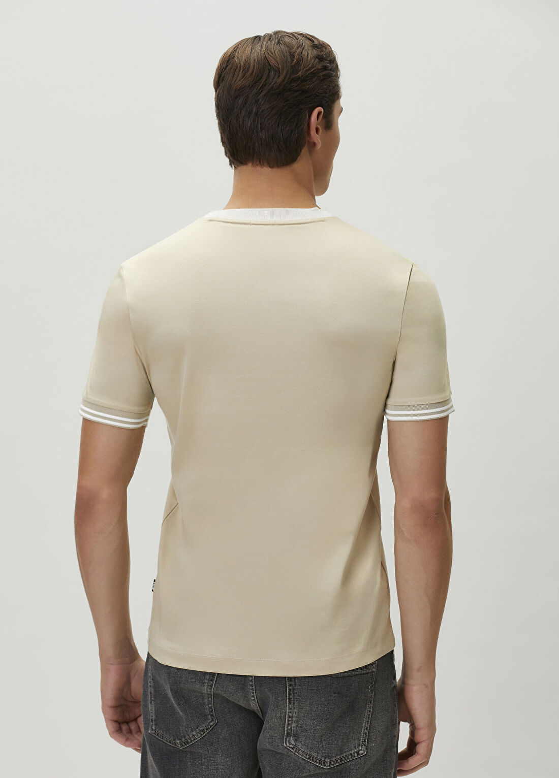 Boss Slim Fit Bej T-shirt görsel 4