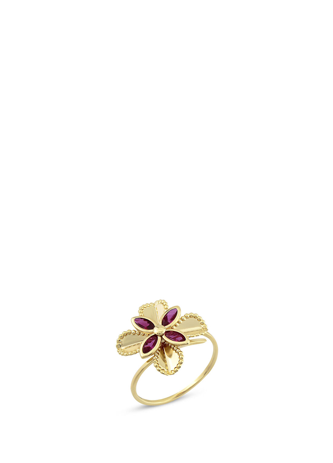 Orena Jewelry Ruby Lotus 14 Ayar Altın Kadın Yüzük