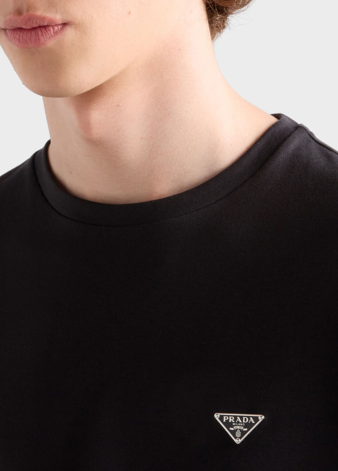 Prada Siyah Pamuklu Kısa Kollu Erkek T-shirt görsel 3