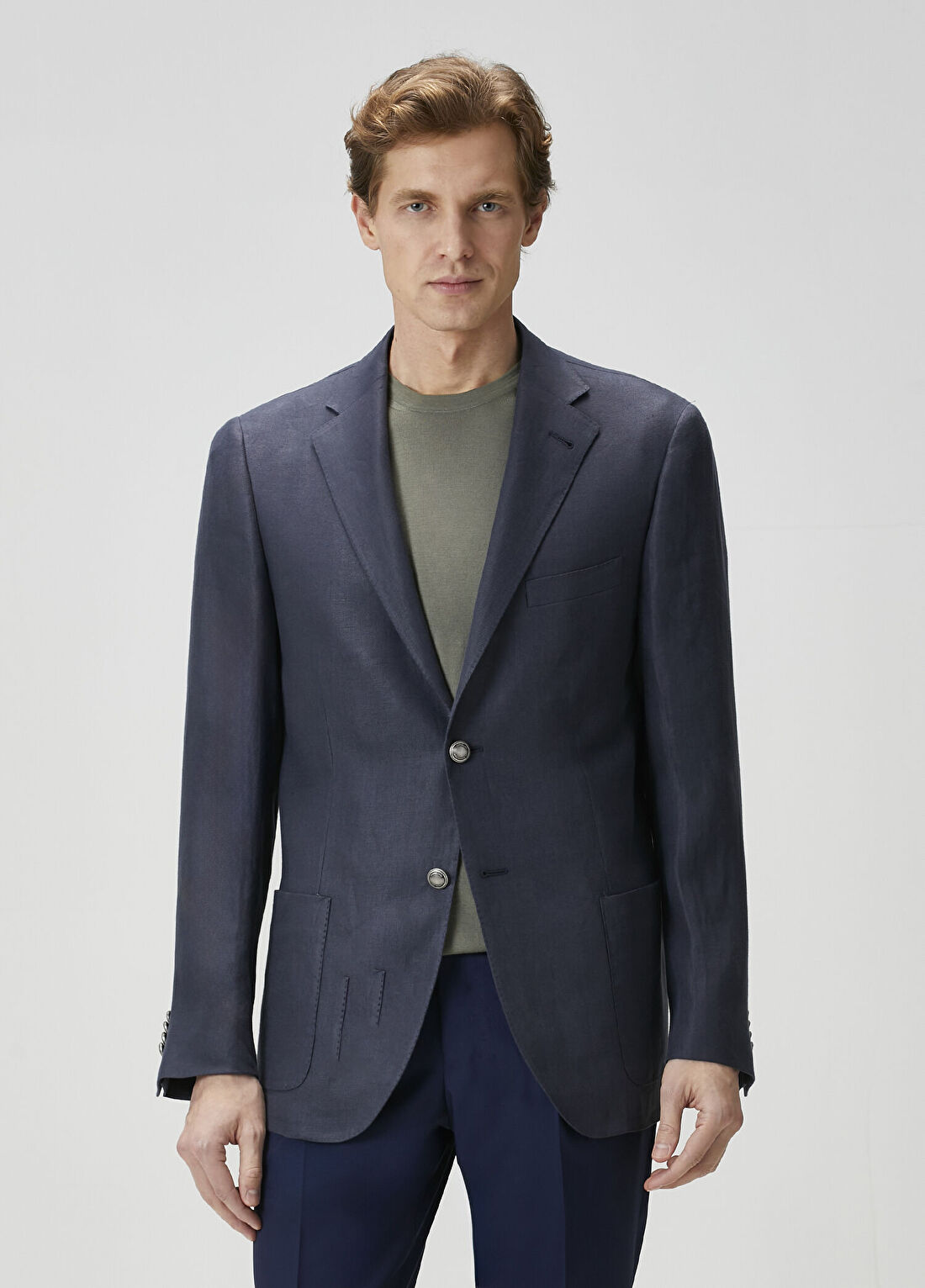 Corneliani Lacivert Keten Ceket