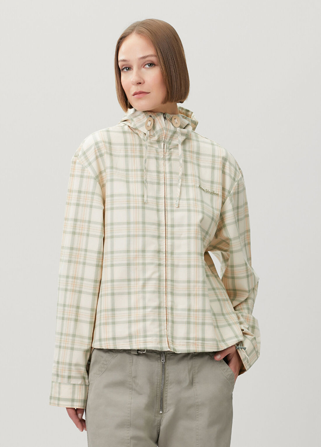 Acne Studios Yeşil Ekoseli Ceket görsel 4