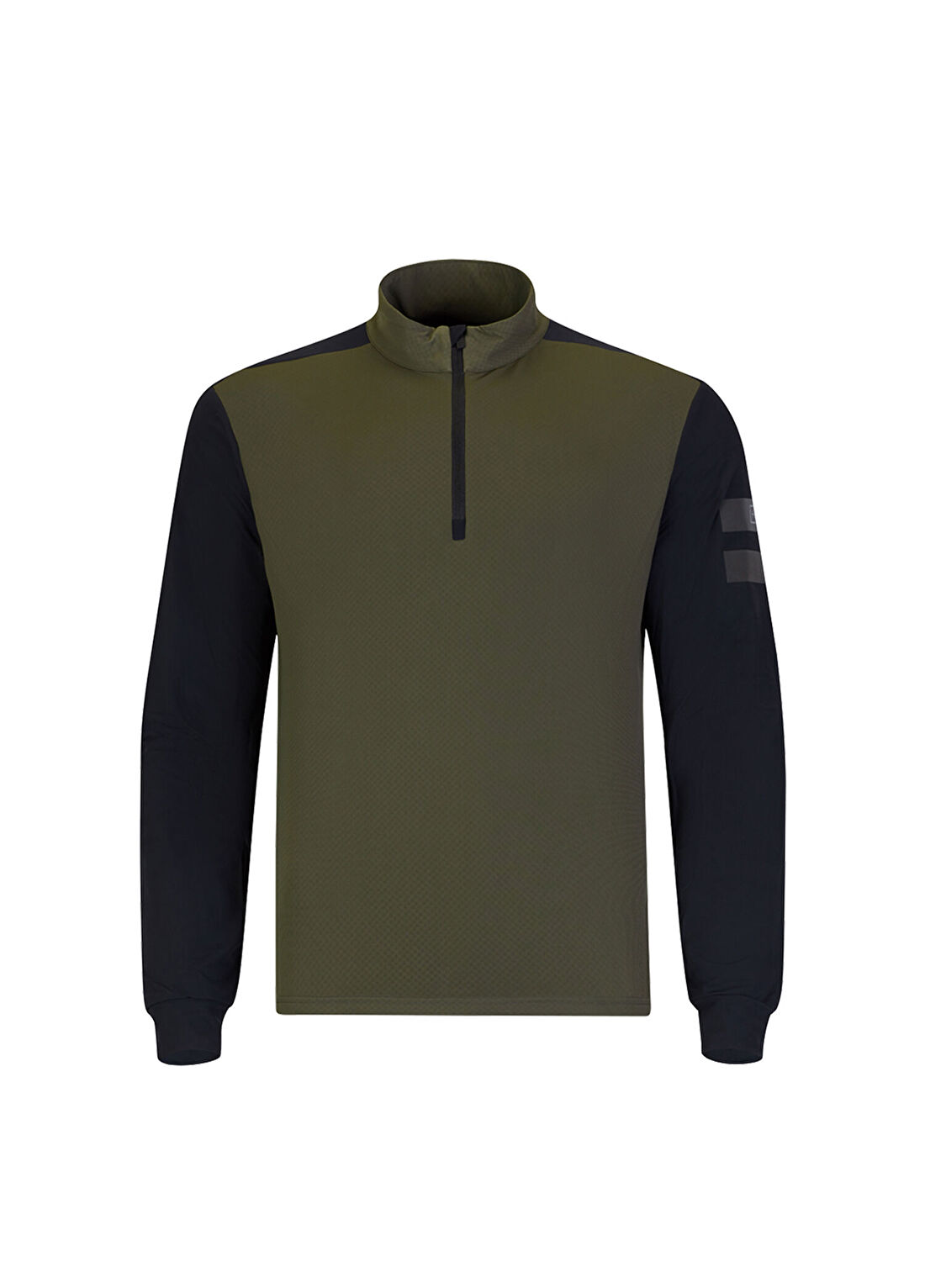 Onemore 671 Microfleece T-Neck Half Zip Printed Koyu Yeşil Erkek Polar