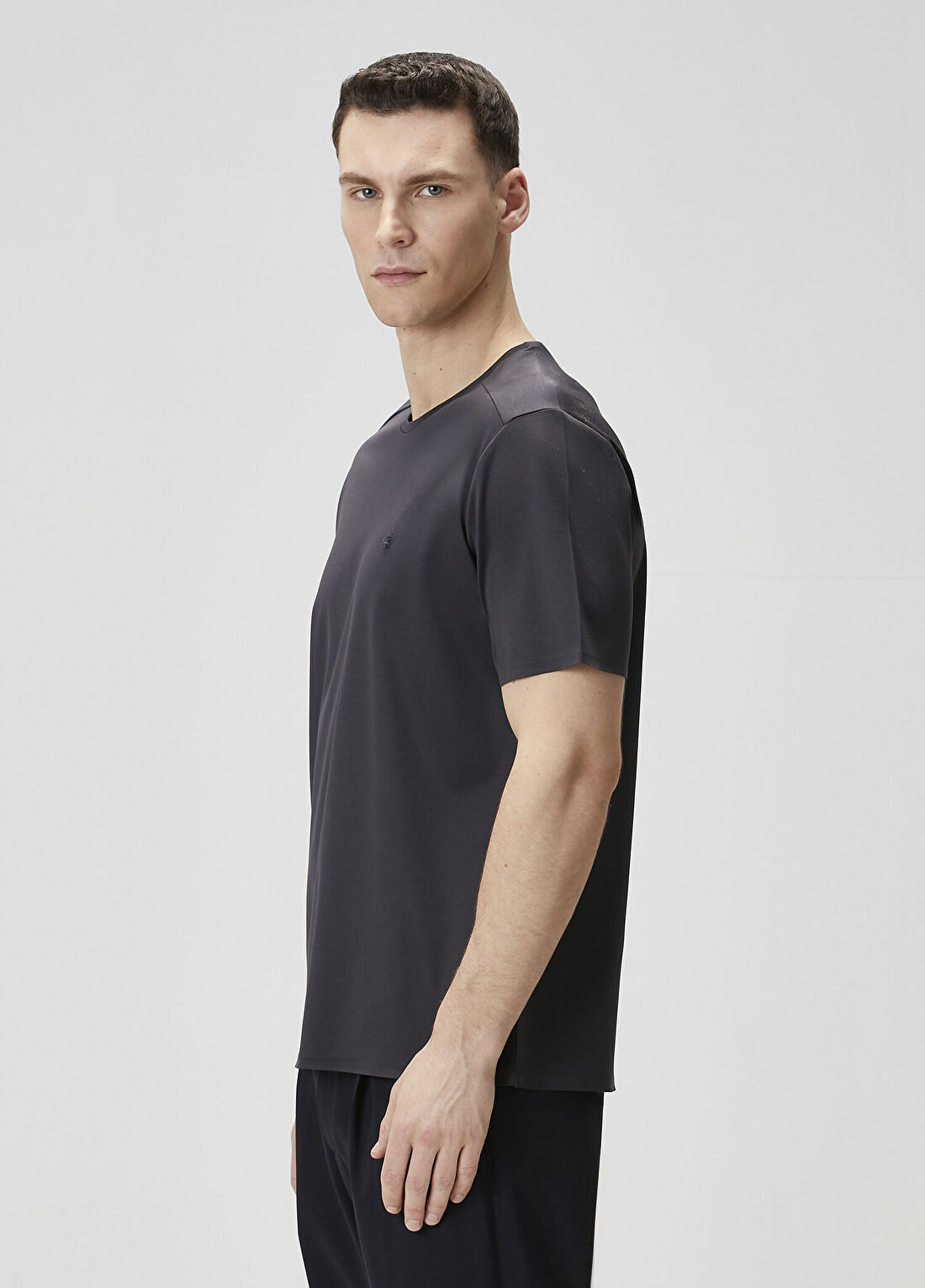 Isaora Super Mercerized Koyu Gri T-shirt görsel 3