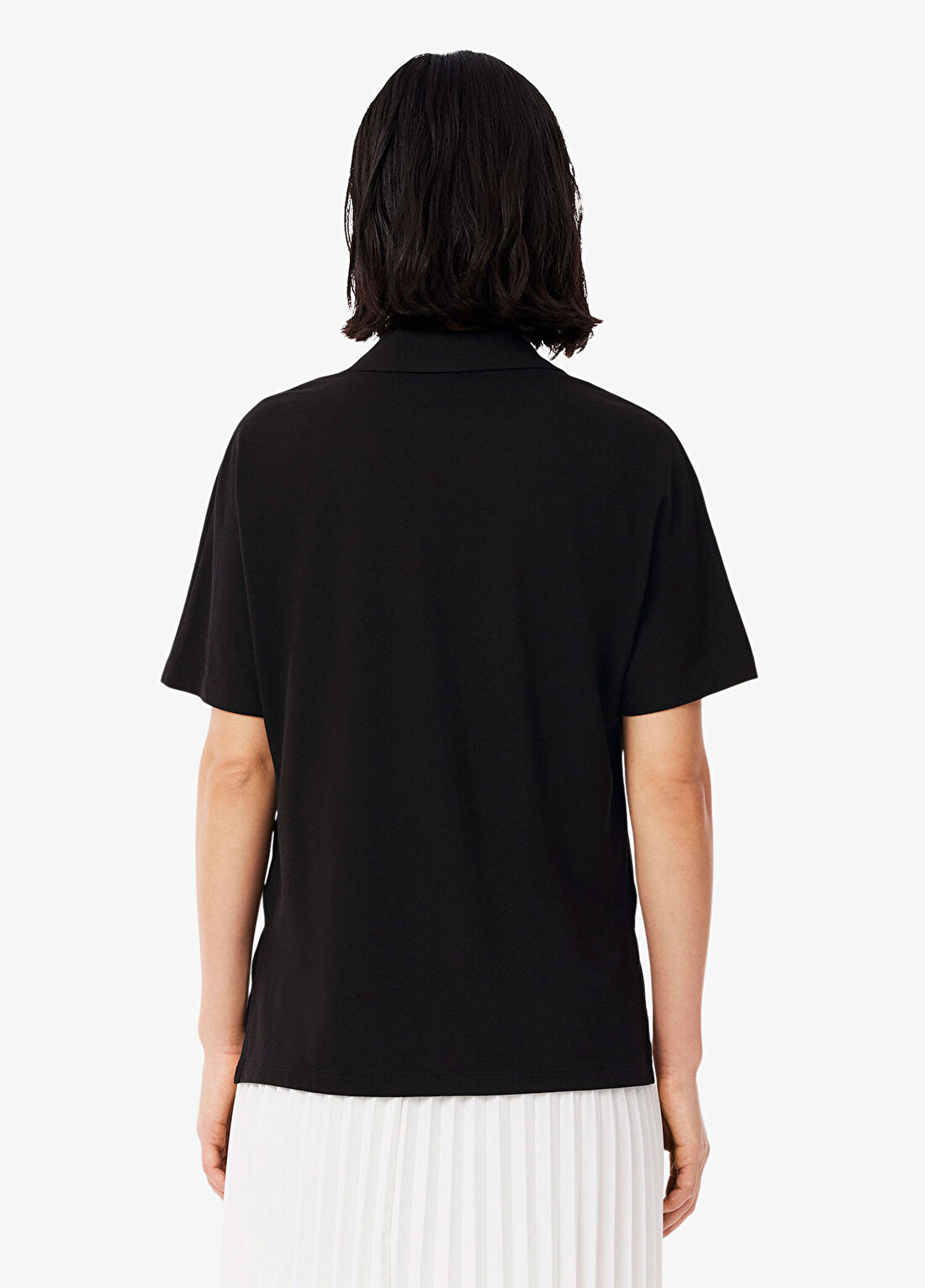 Lacoste Siyah Polo Yaka Relaxed Fit Kısa Kollu Kadın T-shirt görsel 3