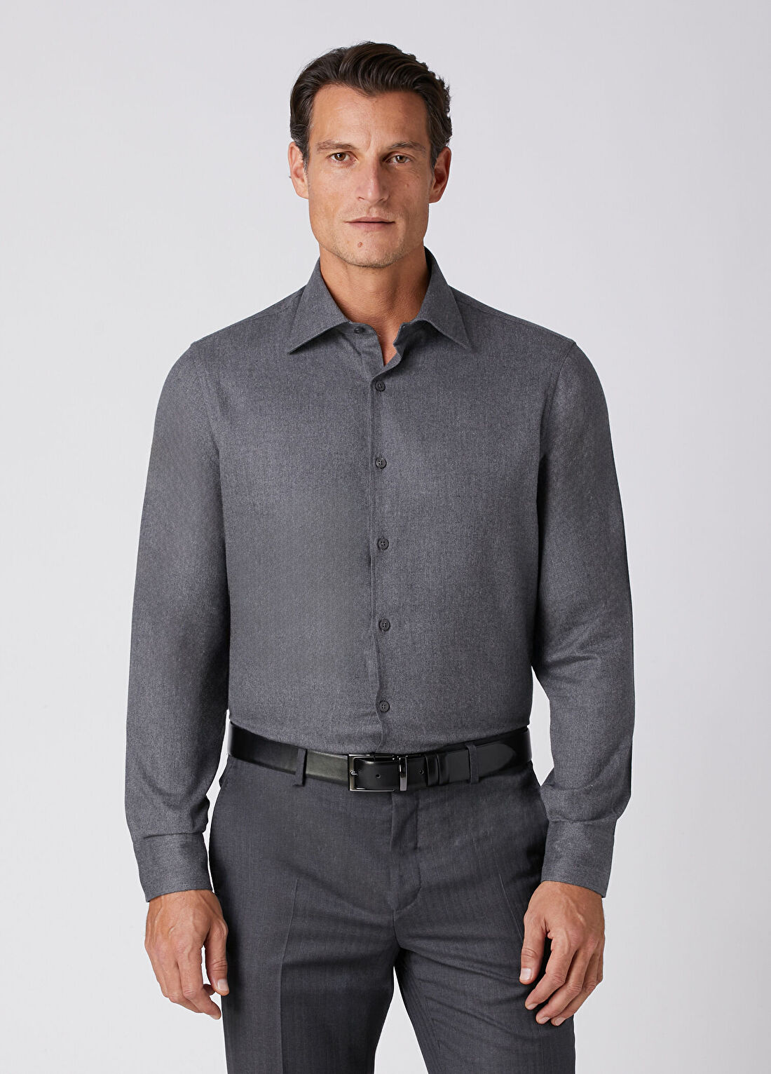 Beymen Collection Comfort Fit Gri Klasik Yaka Gömlek