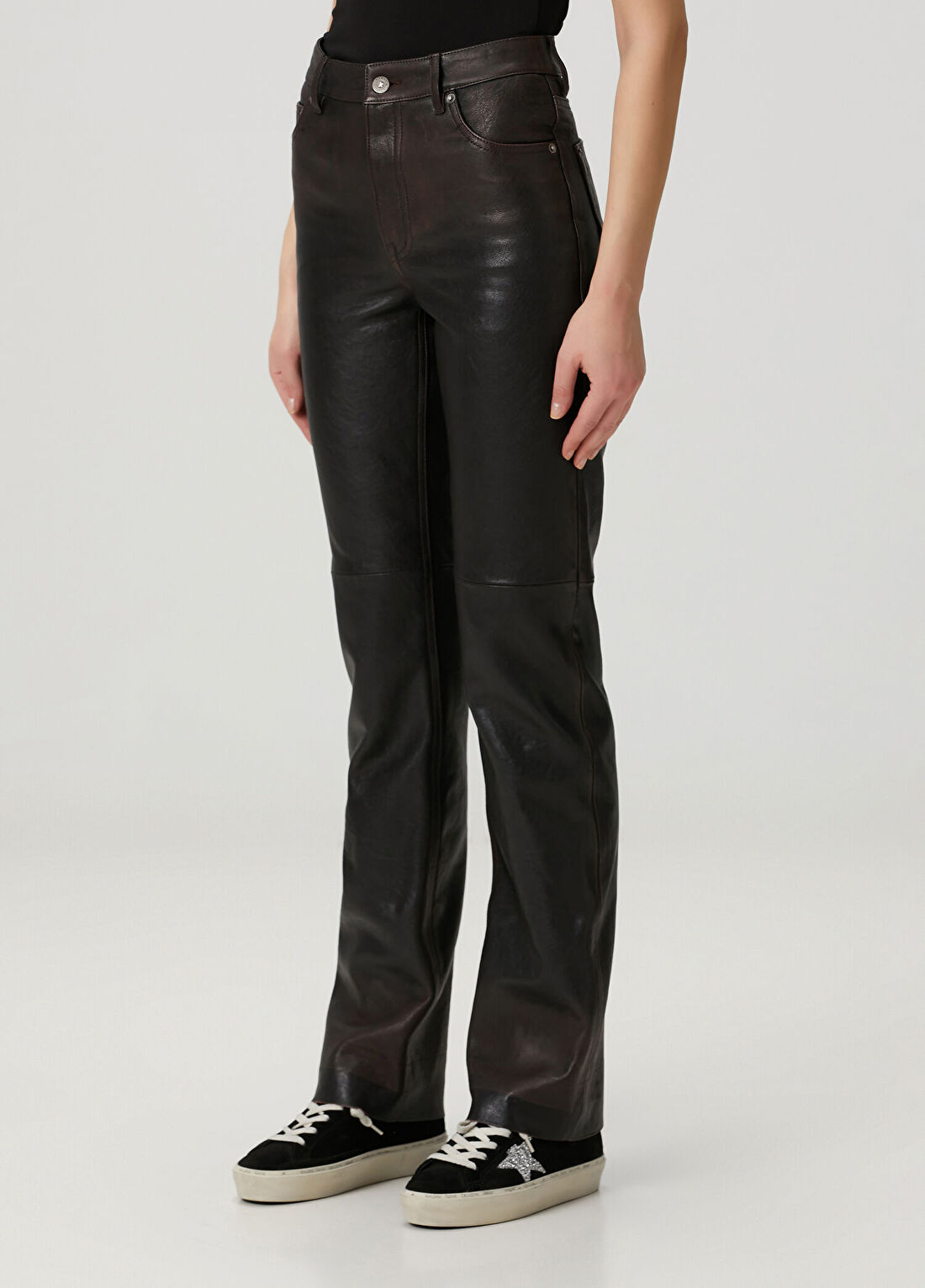 Golden Goose Bordo Deri Pantolon görsel 2