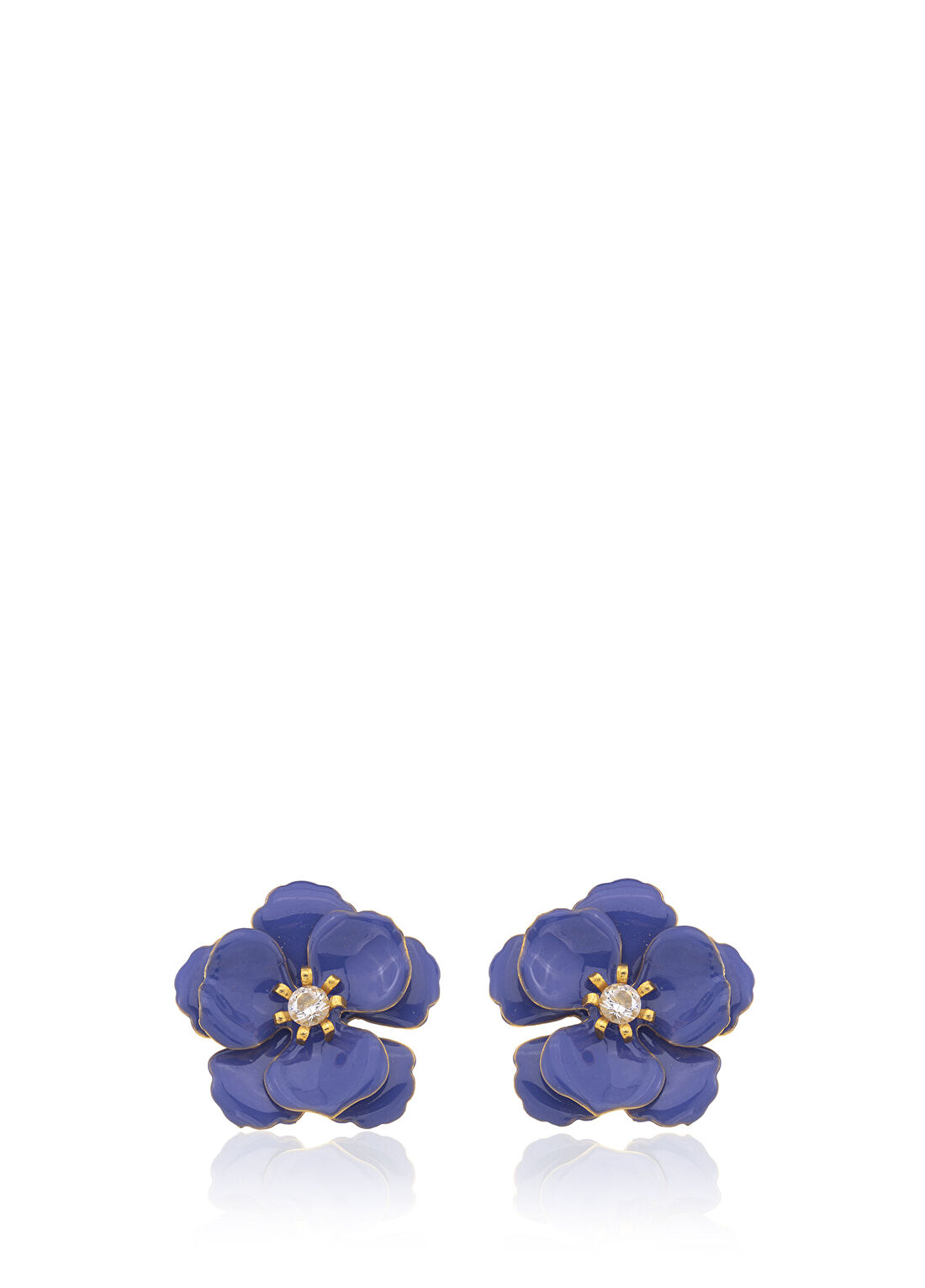 Milou Jewelry Viola Çiçek Mor Mineli 22 Ayar Altın Kaplama Kadın Küpe