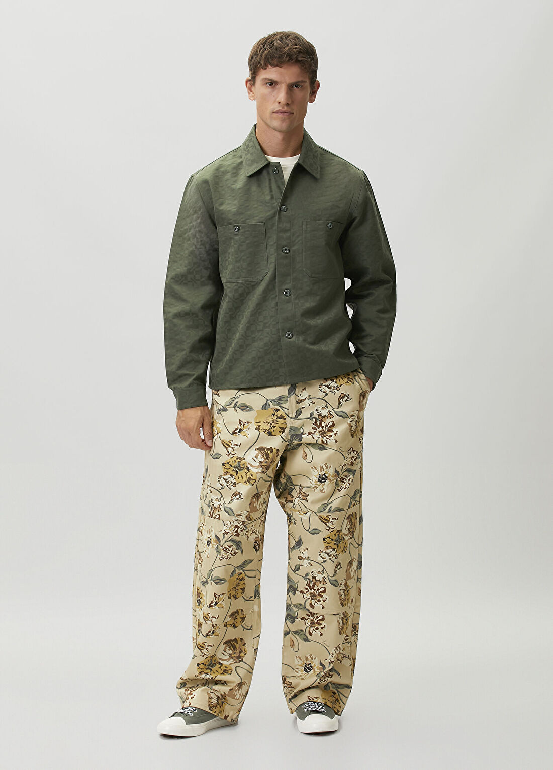 Kenzo Wildflower Bej Desenli Pantolon