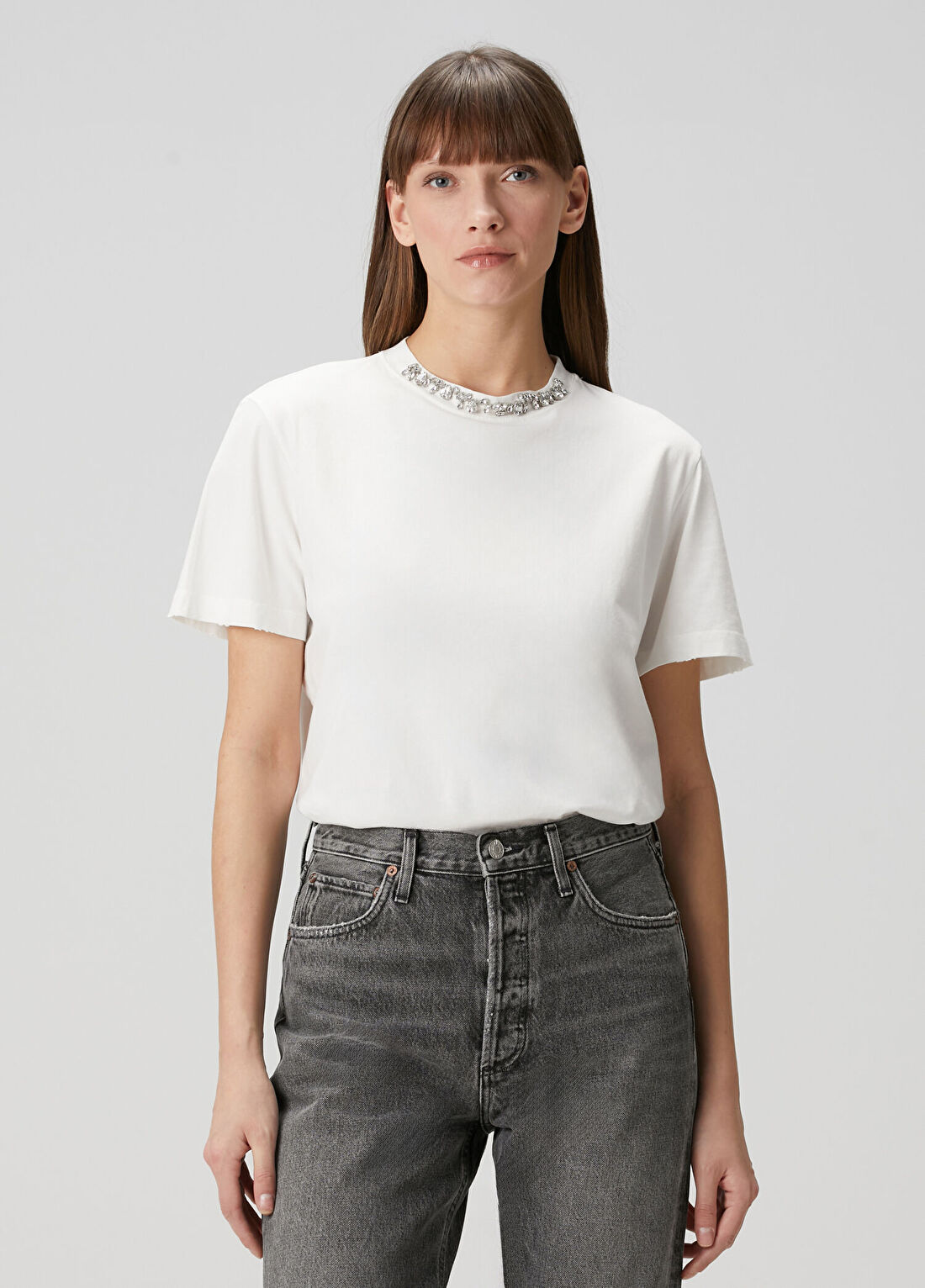 Golden Goose Kırık Beyaz Taş Detaylı T-shirt